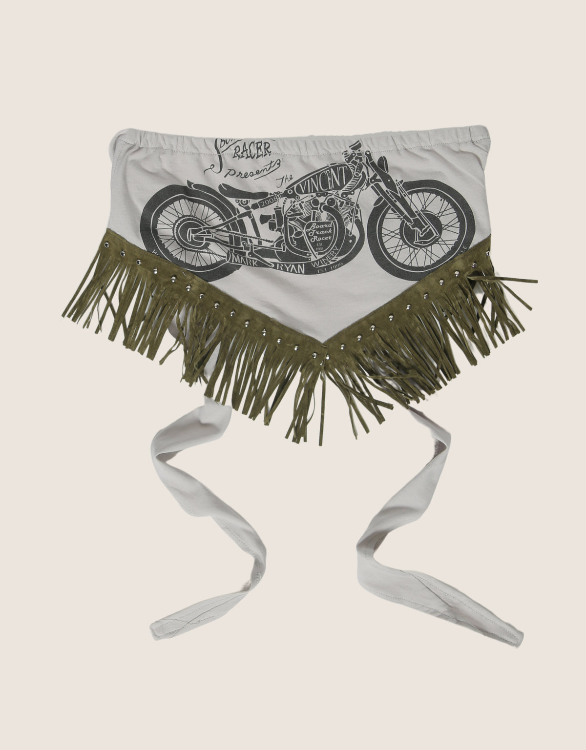 motorcycle fringe tie back tube top (s/m)