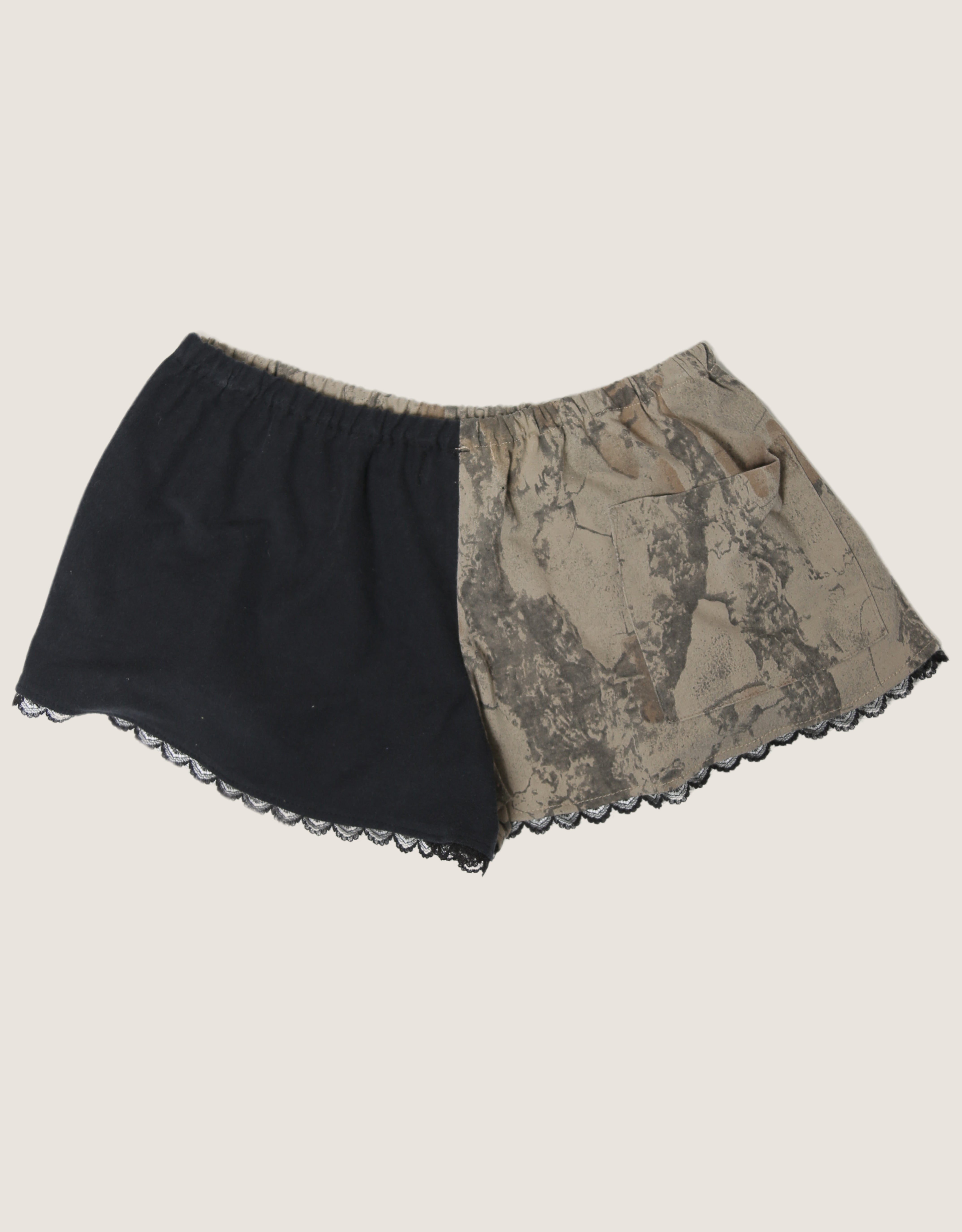 harley camo reworked mini shorts