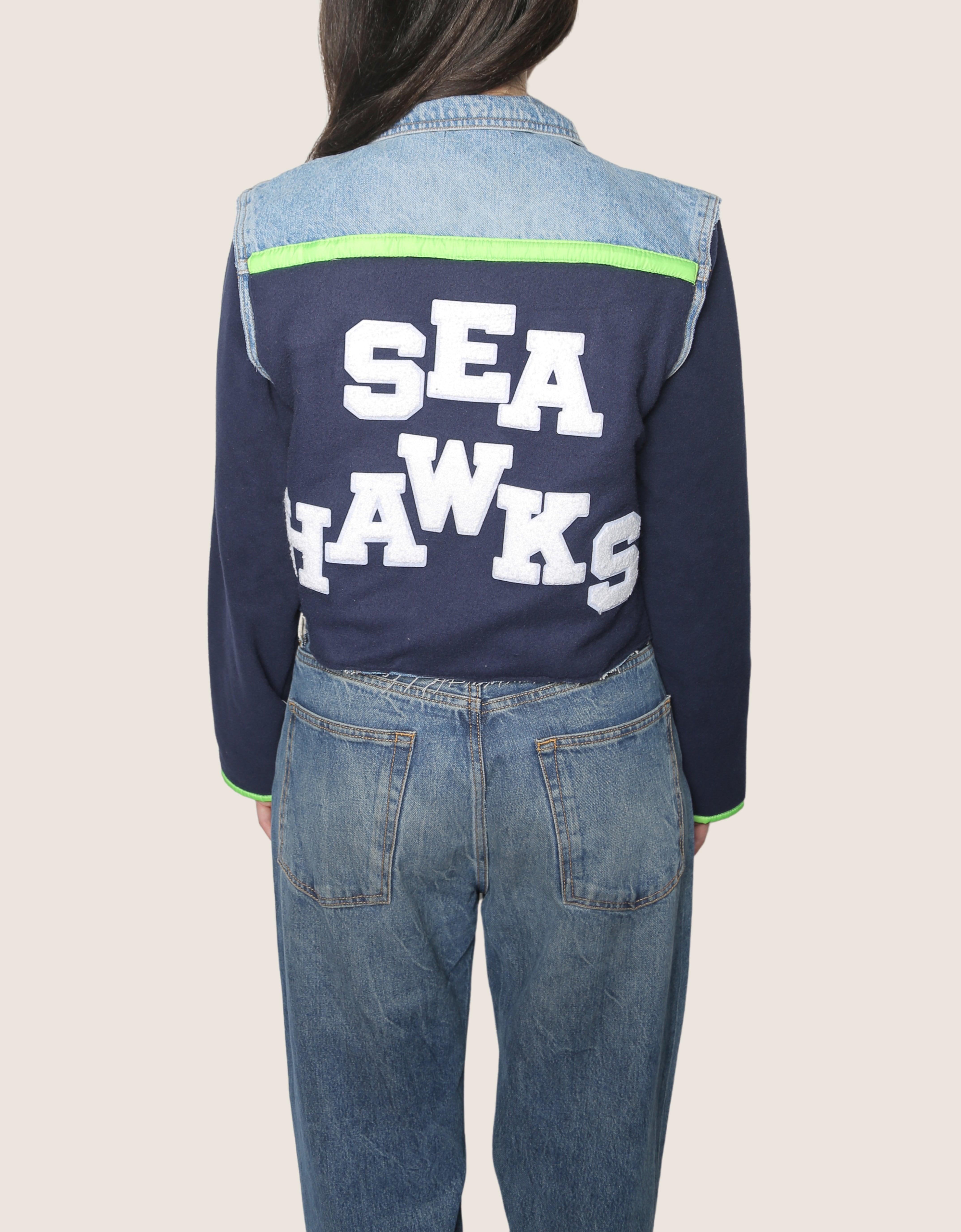 seahawks reworked denim jacket