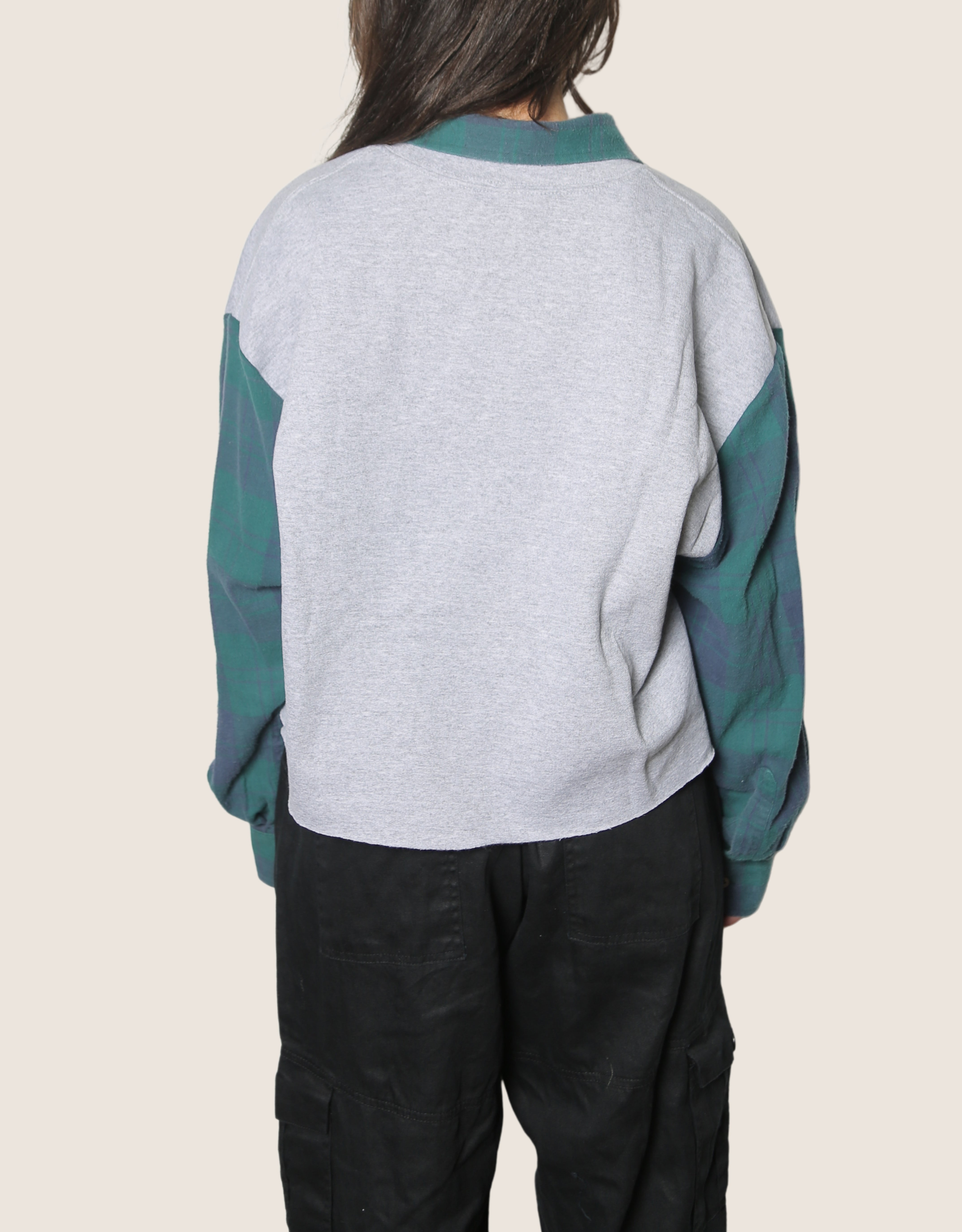 koko university sweatshirt with green plaid sleeves (large)