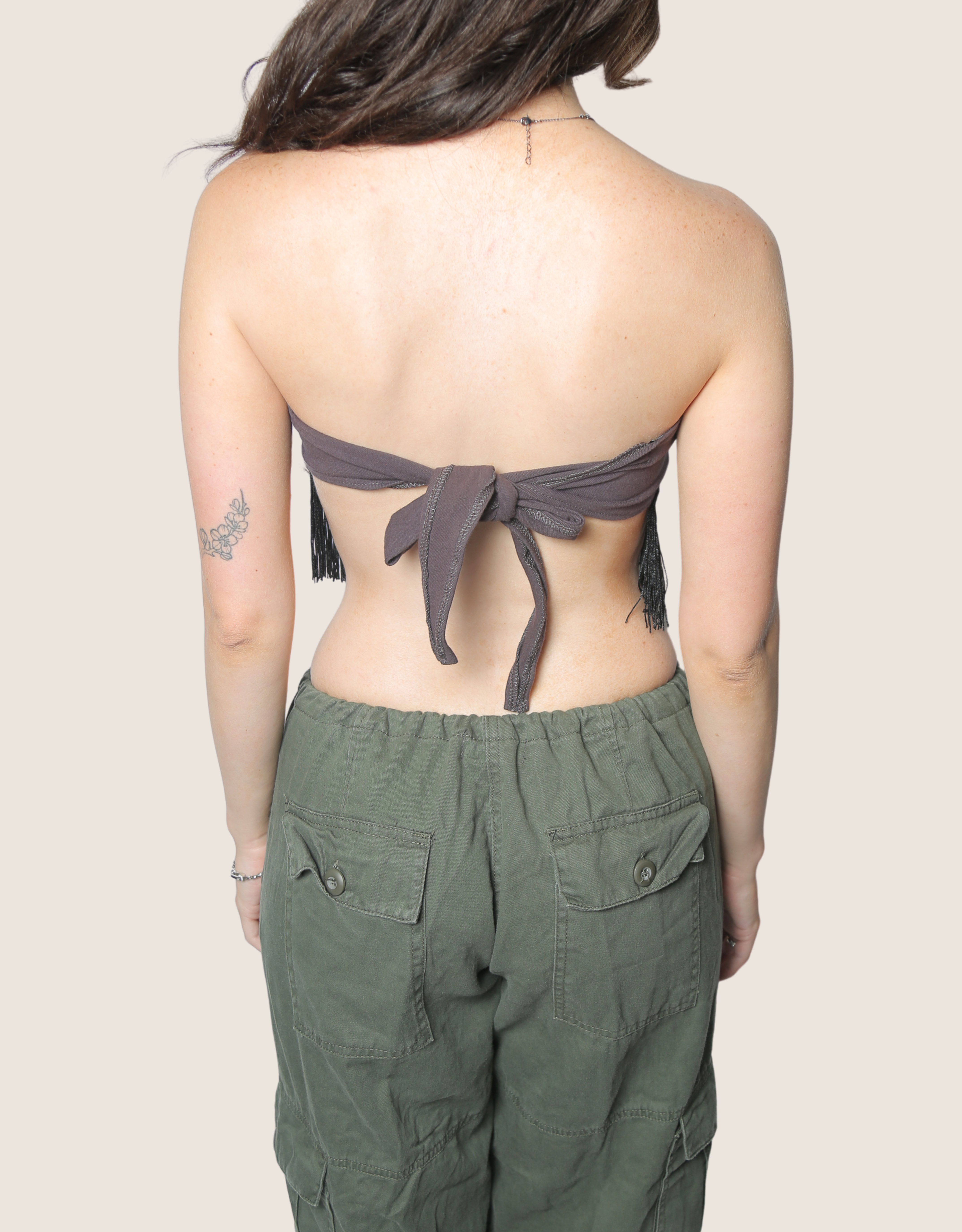 harley iowa fringe tie back tube top (s/m)
