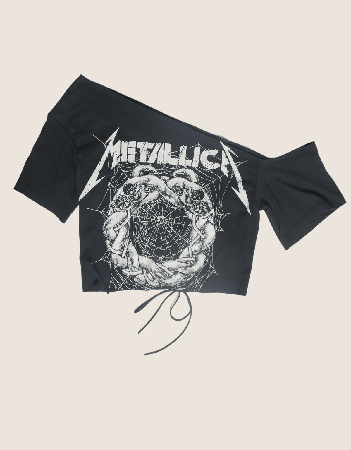 metallica off shoulder tie back top (S/M)
