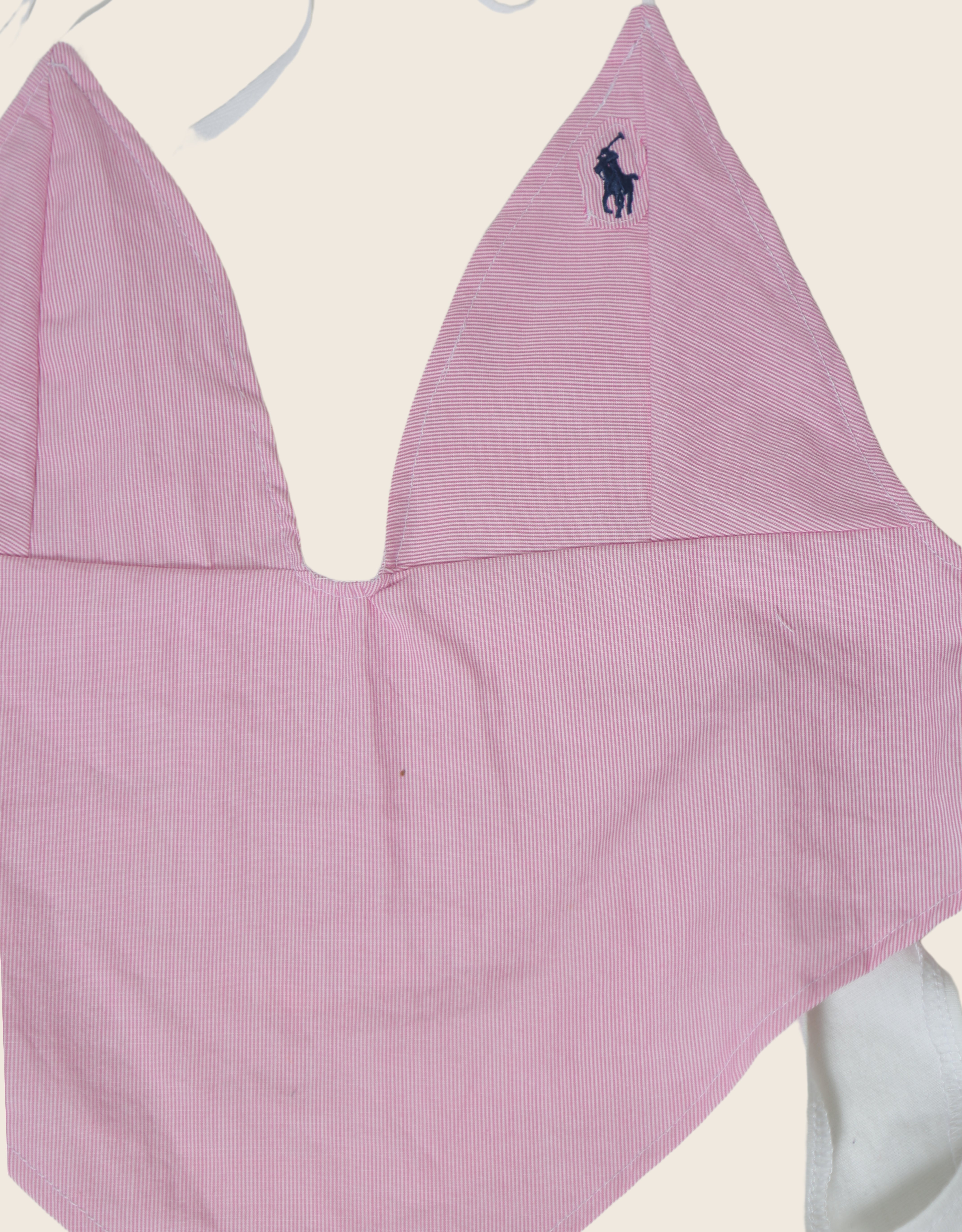 pink polo reworked halter top and mini shorts