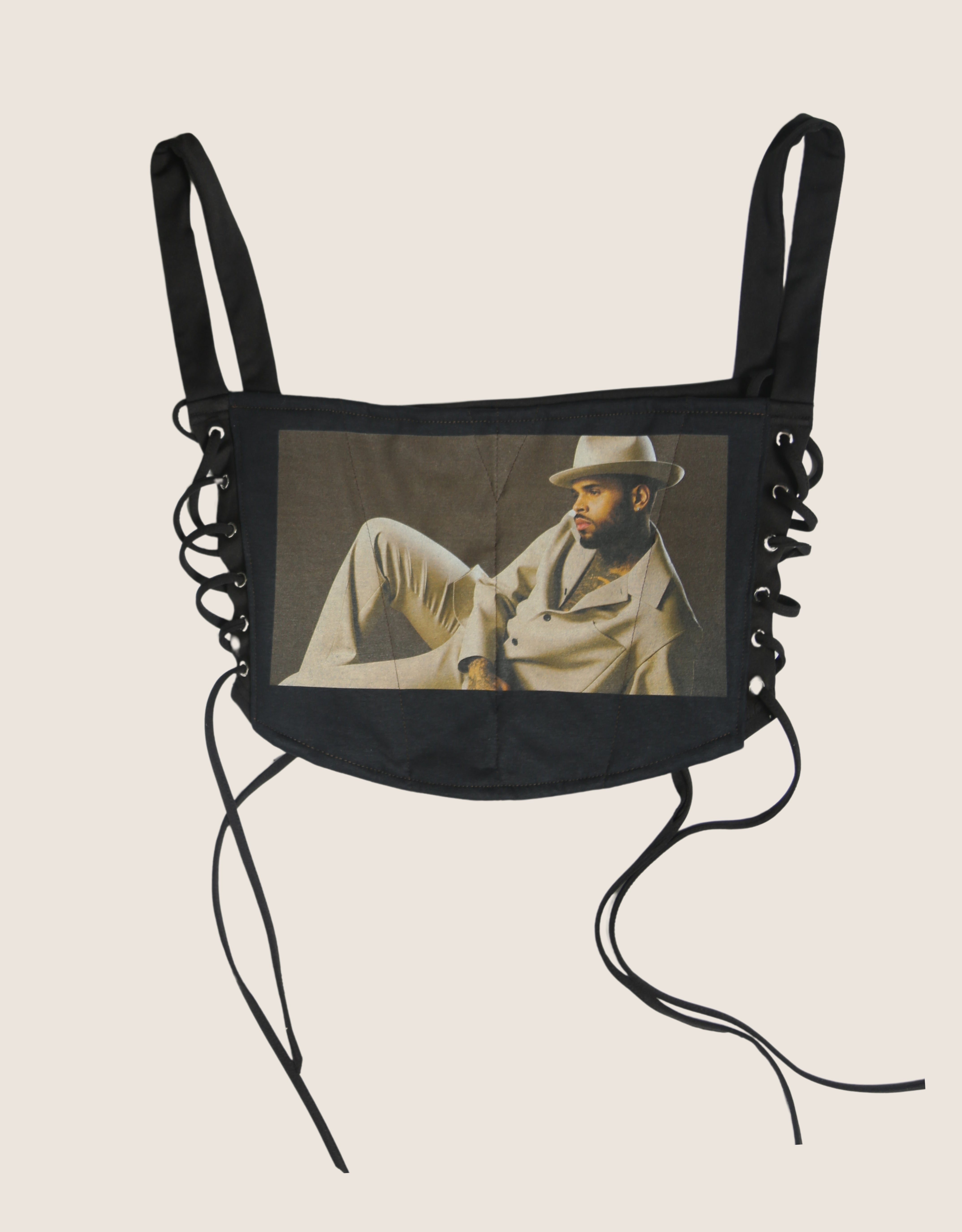 custom Chris Brown album cover cropped corset