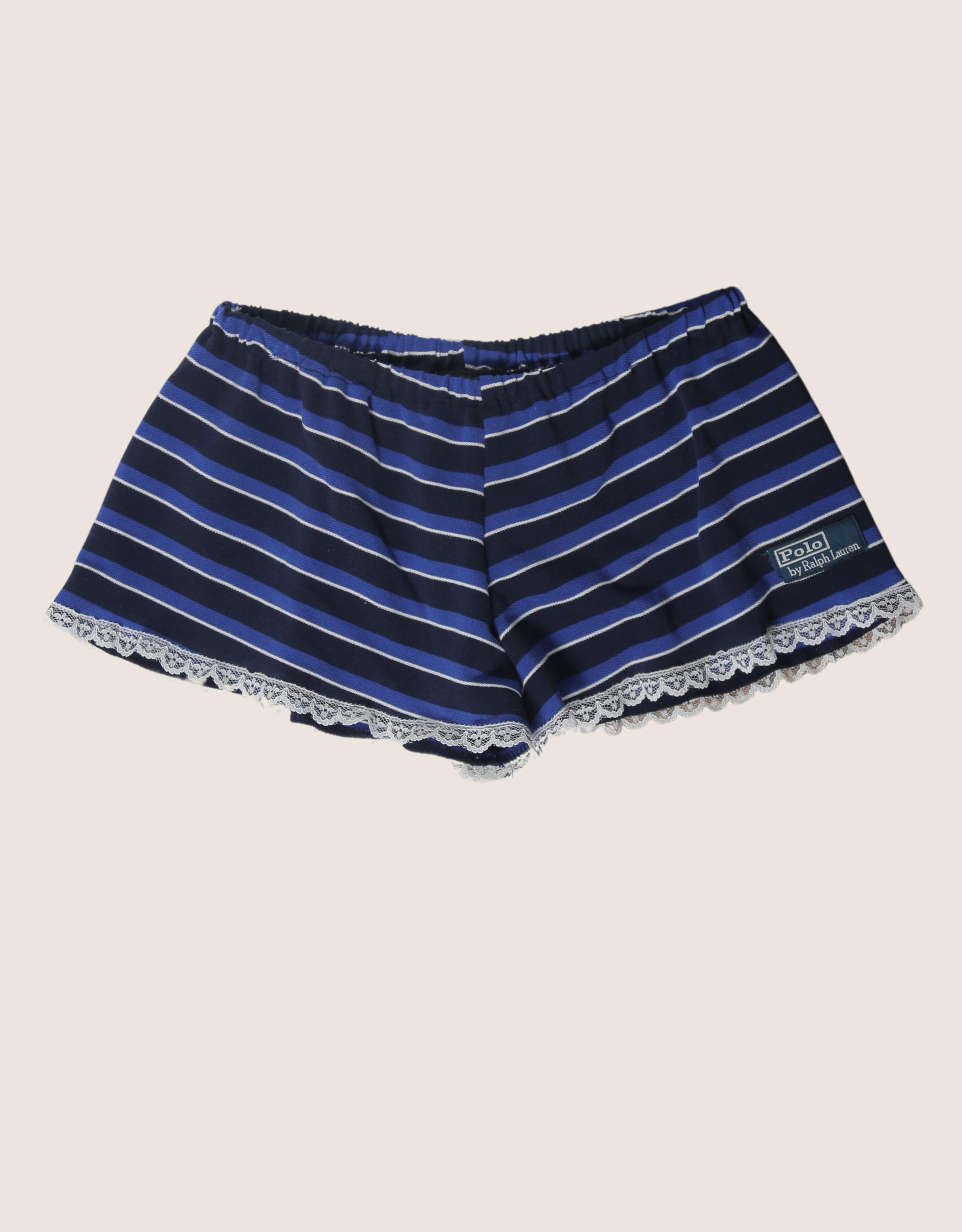 navy striped polo reworked mini shorts (s)