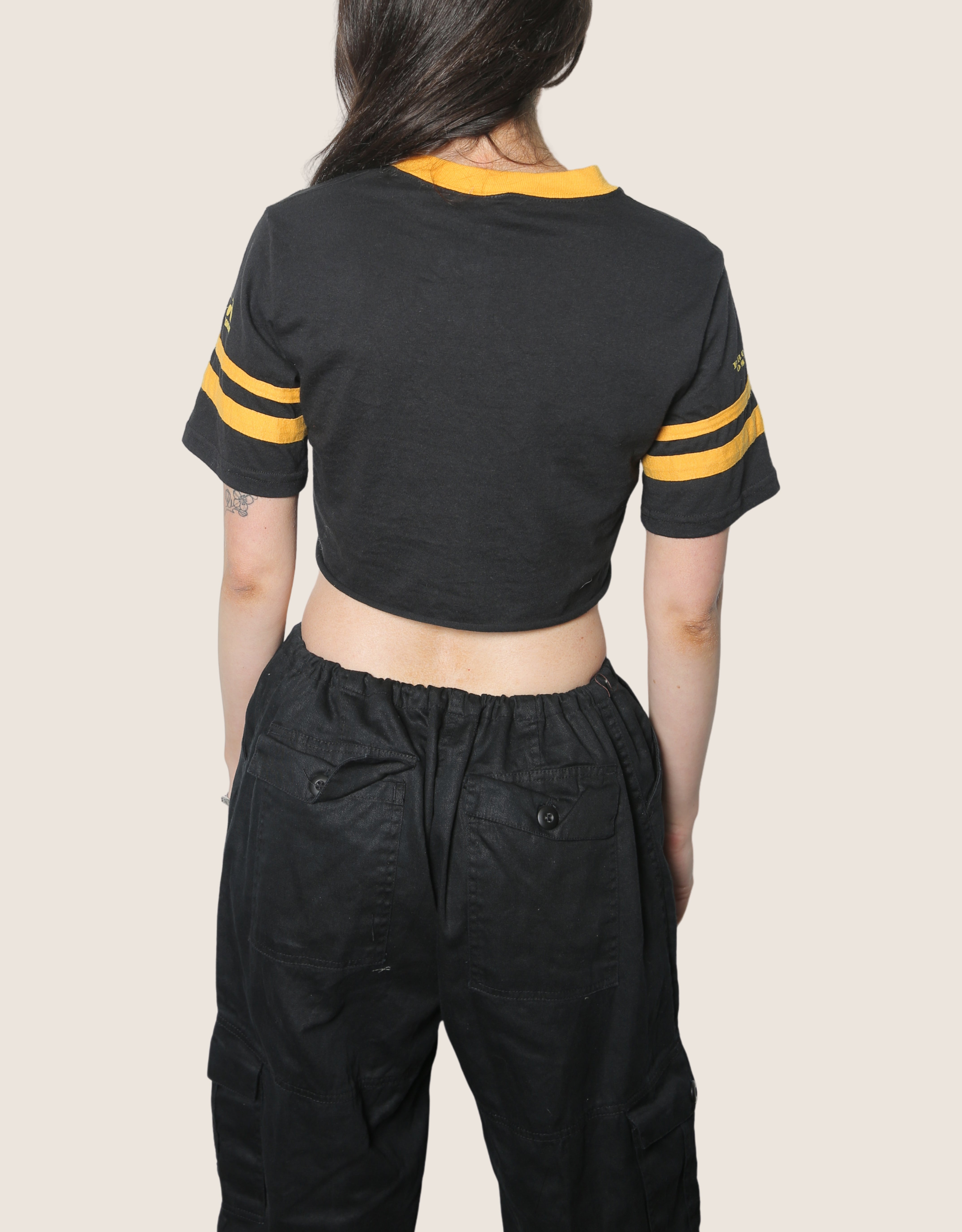 champions black cropped vintage tee