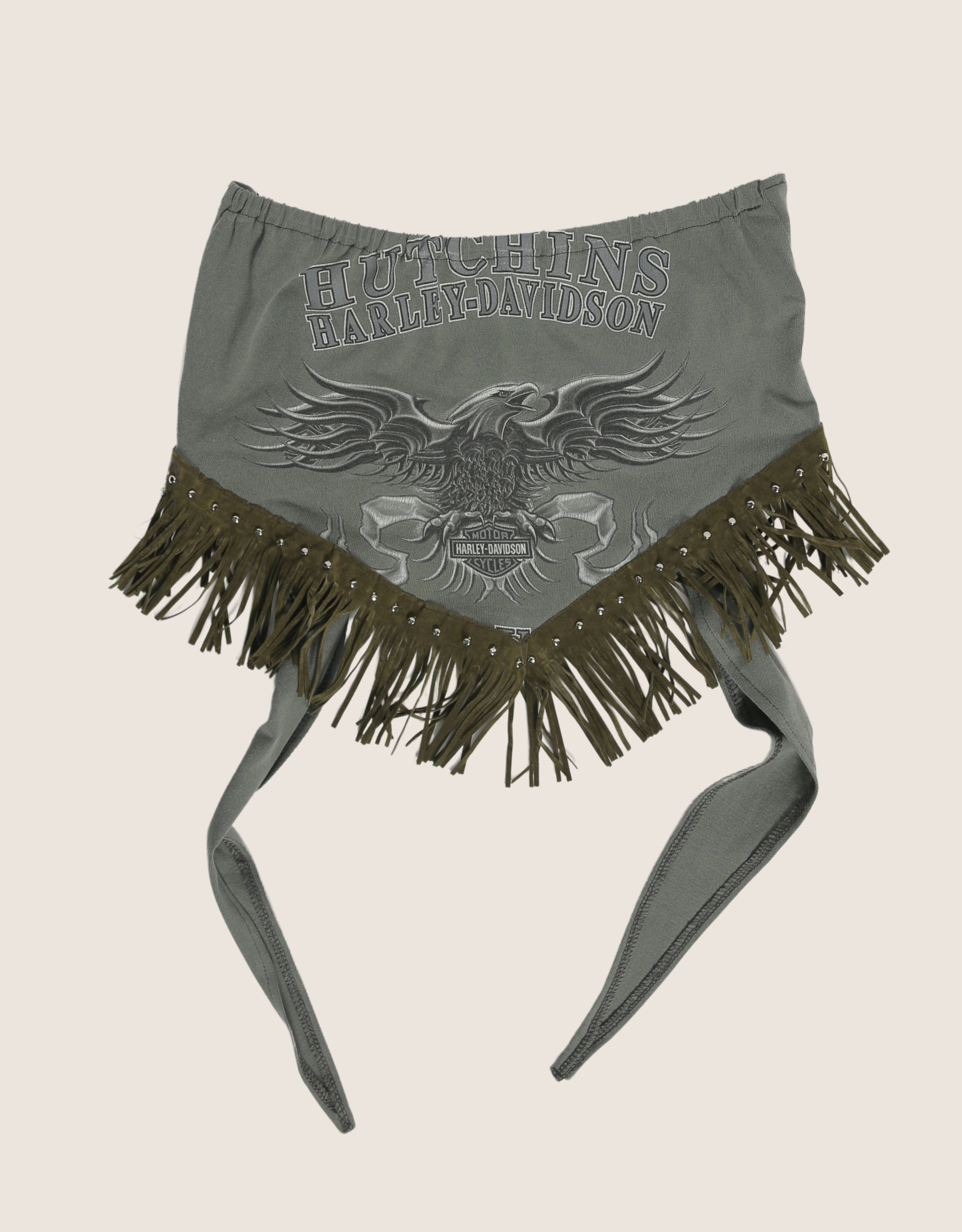 harley green eagle fringe tie back tube top (m/l)