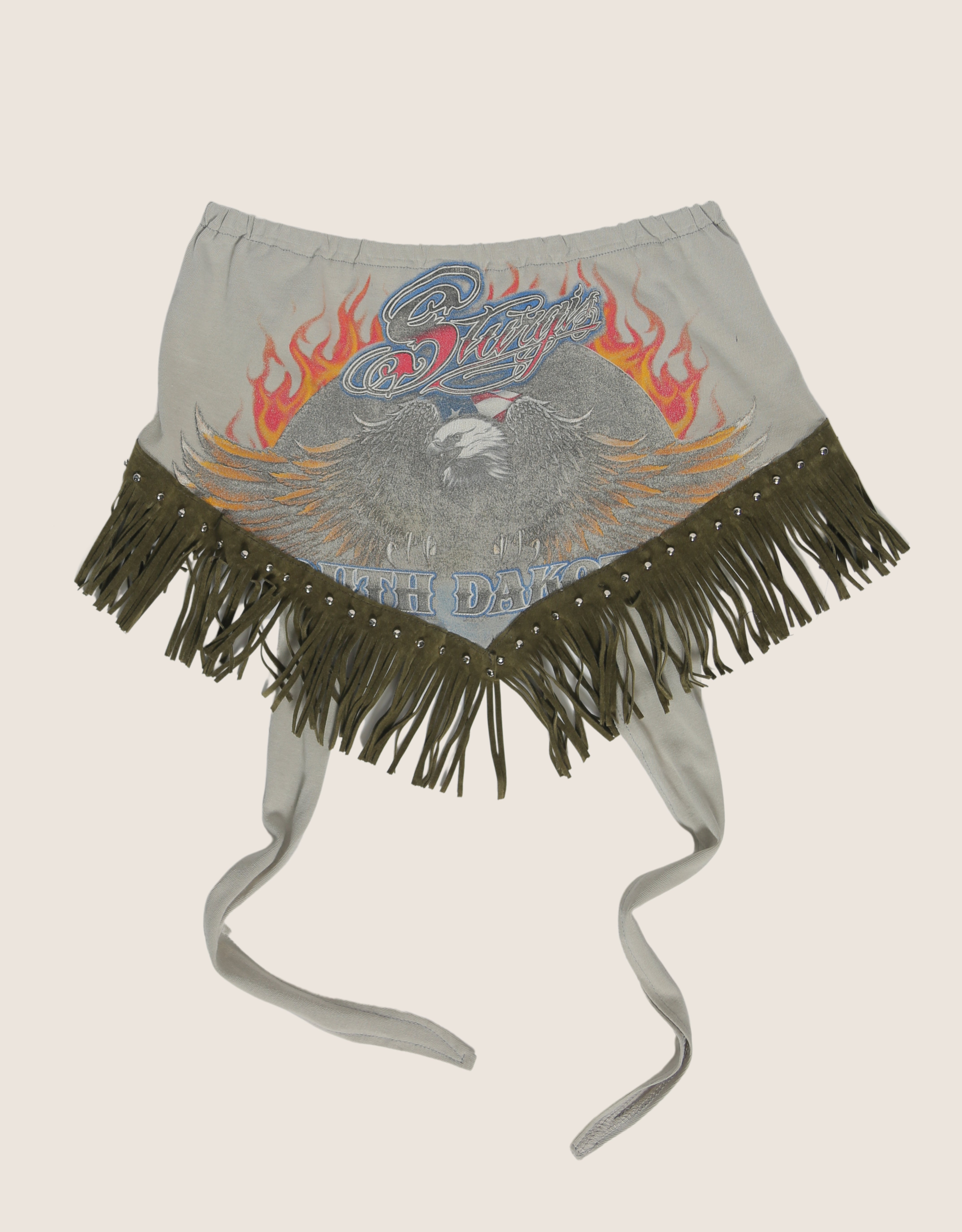 stugis flames fringe tie back tube top (m/l)