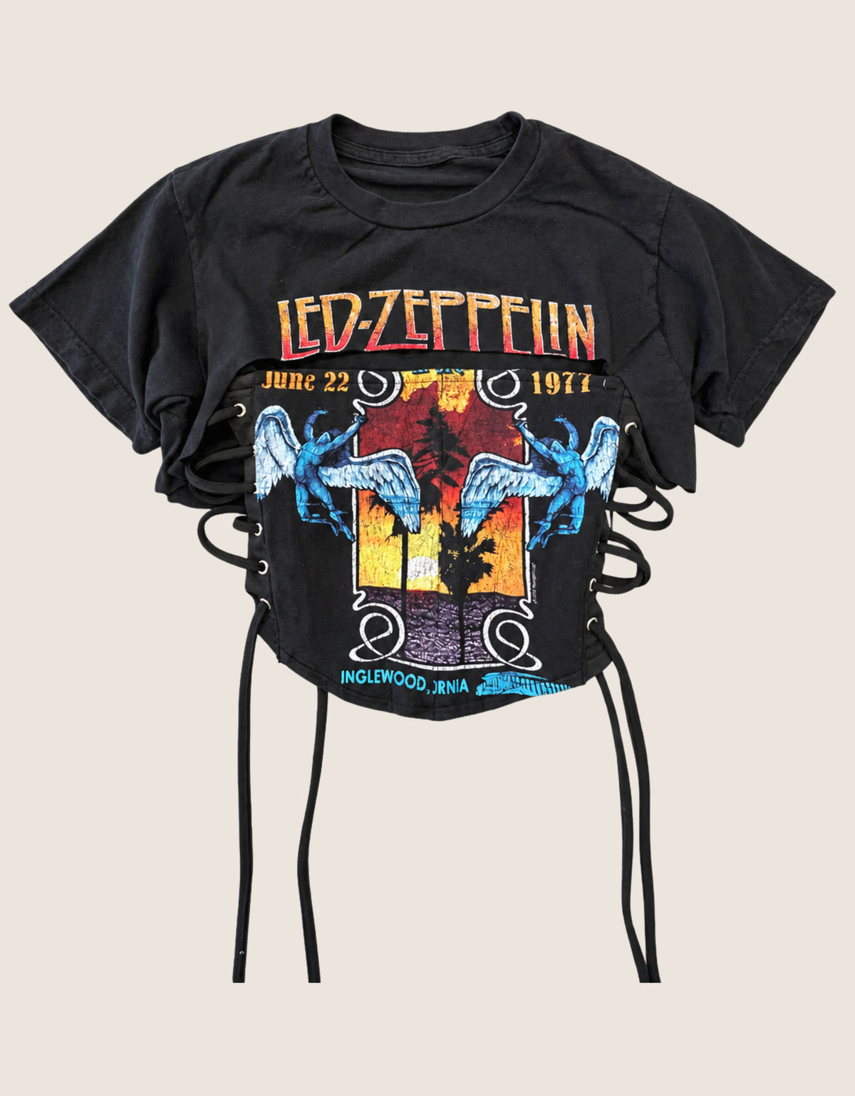 led zeppelin reworked cropped corset with matching shrug (S)