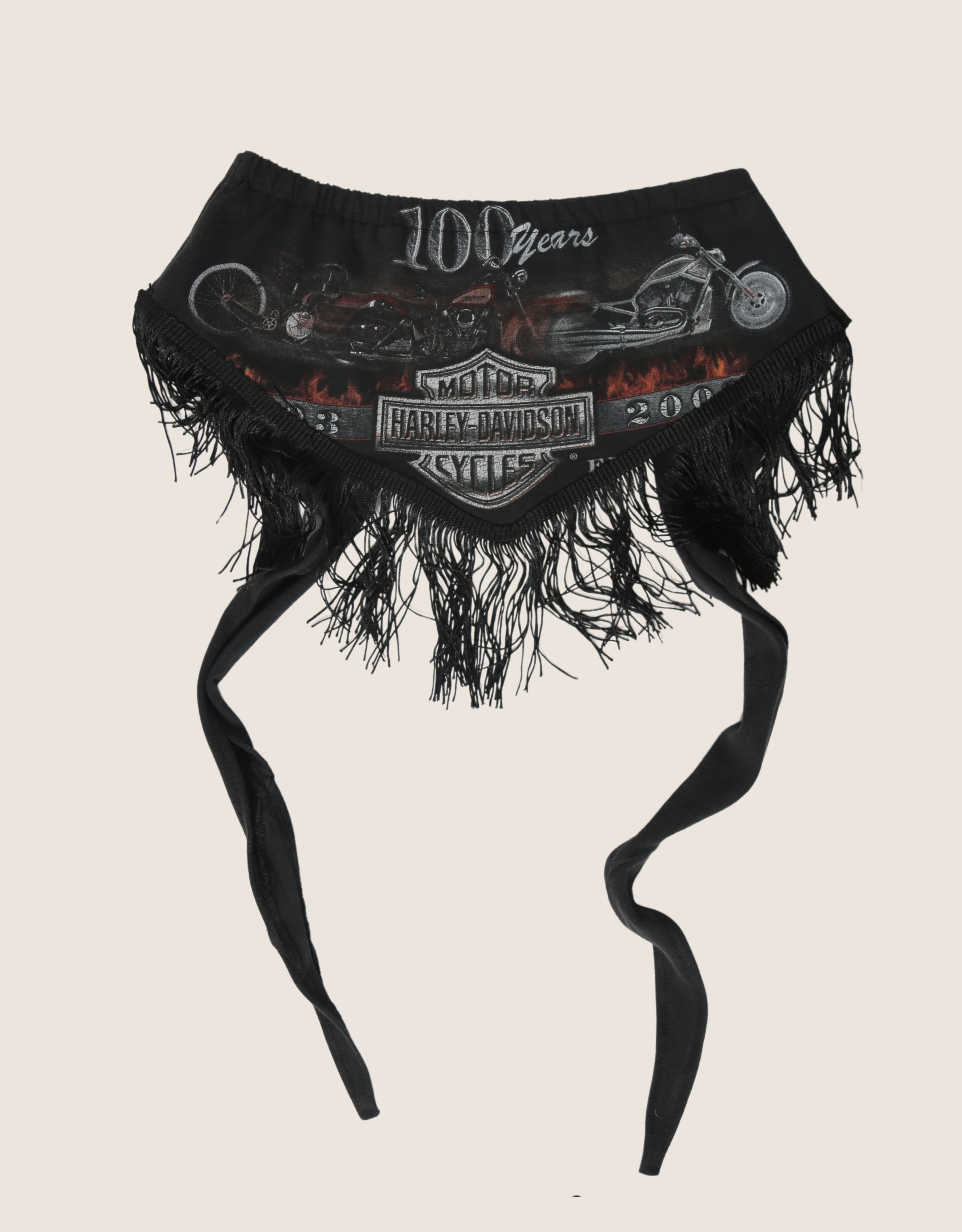 harley 100 years fringe tie back tube top (s/m)