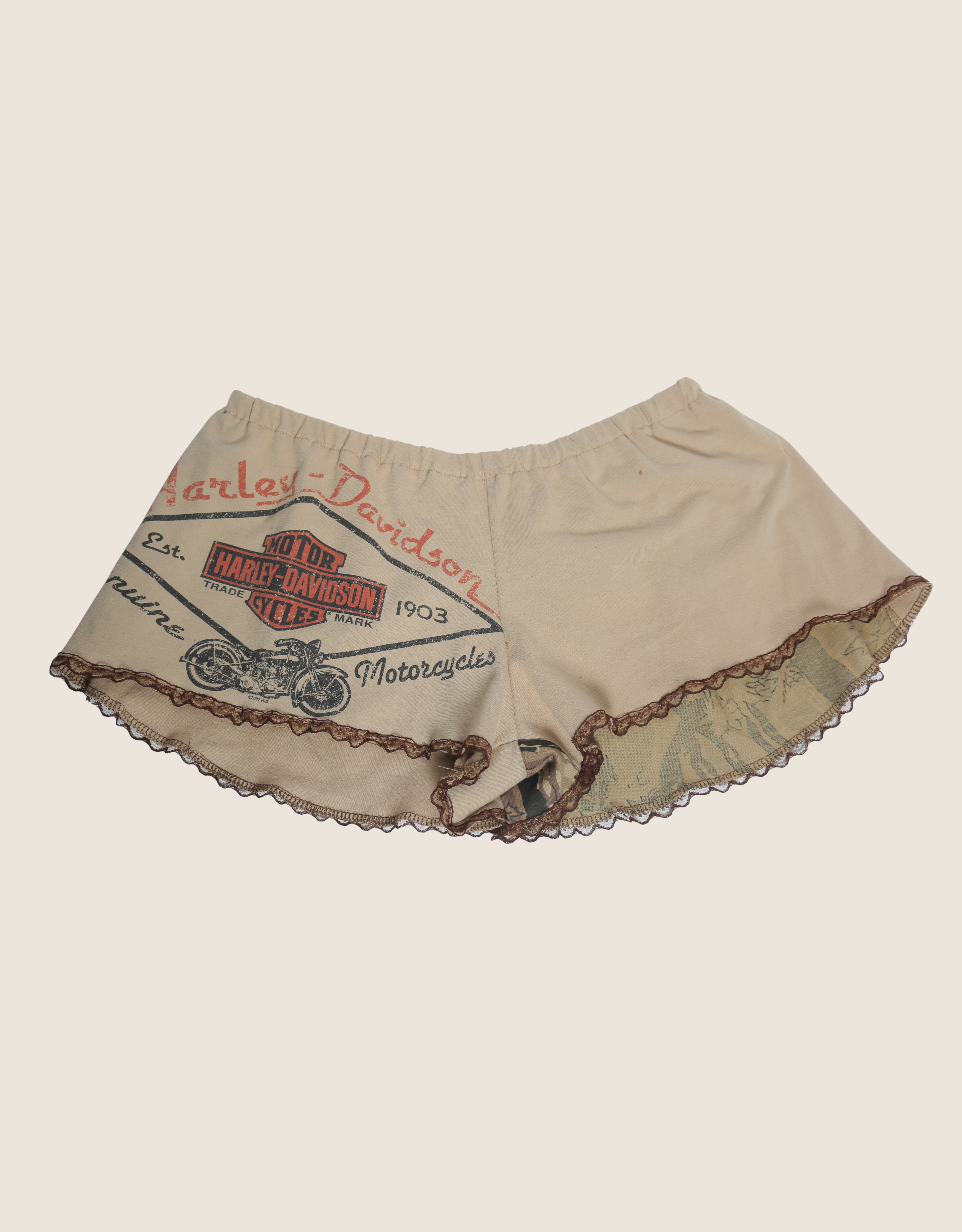 genuine harley reworked mini shorts (s)