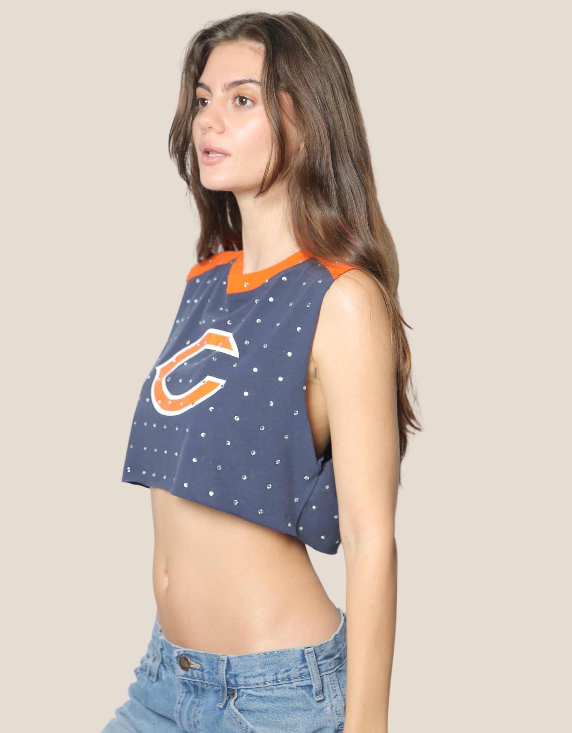 chicago bears rhinestone muscle tank