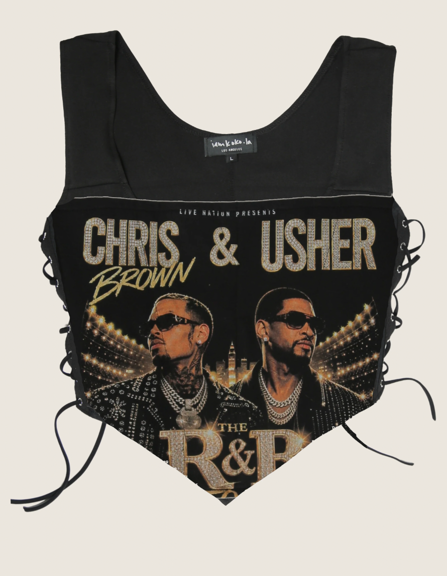 custom Chris Brown and Usher gold lace tank (L)