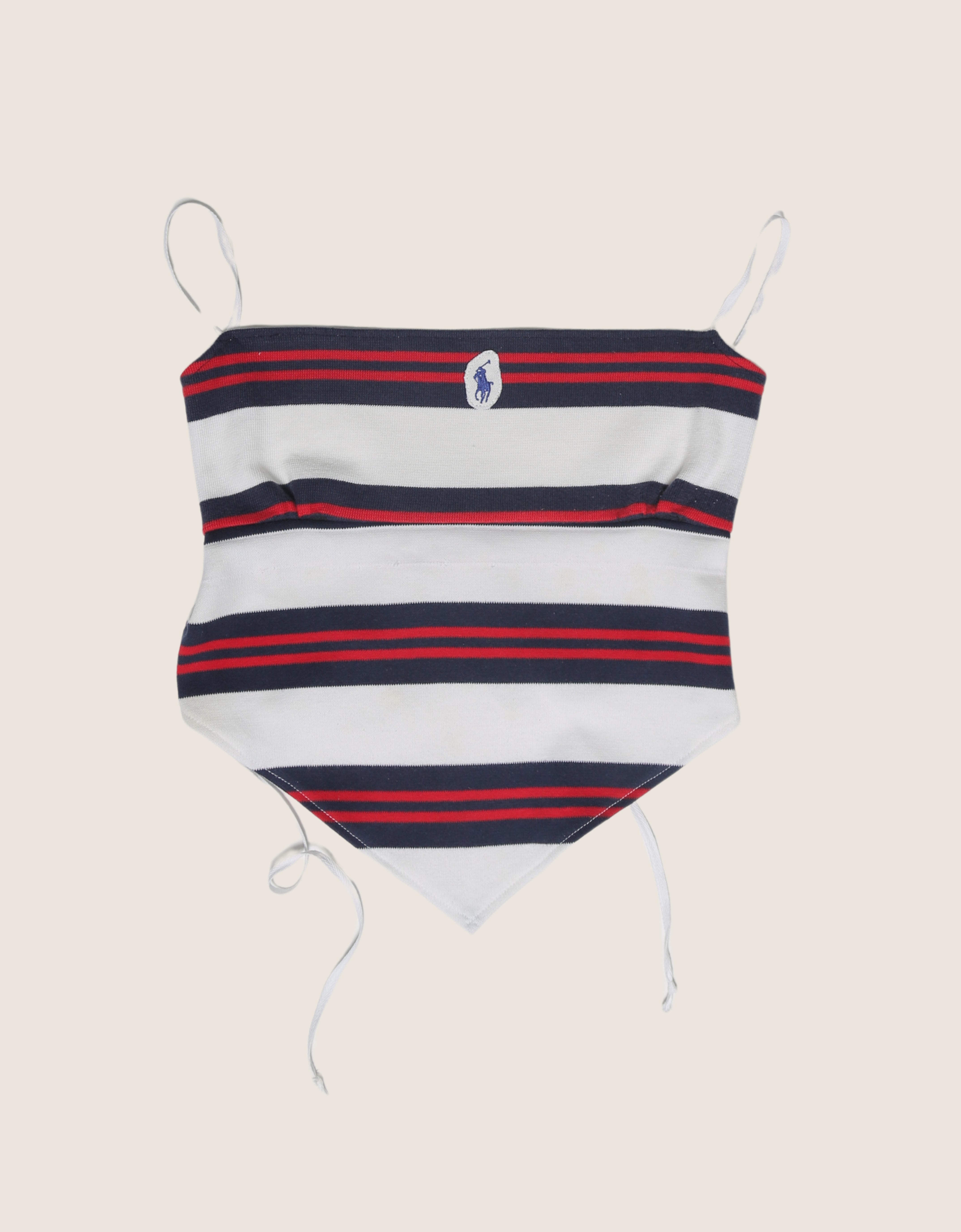 polo red stripe reworked backless top (M)