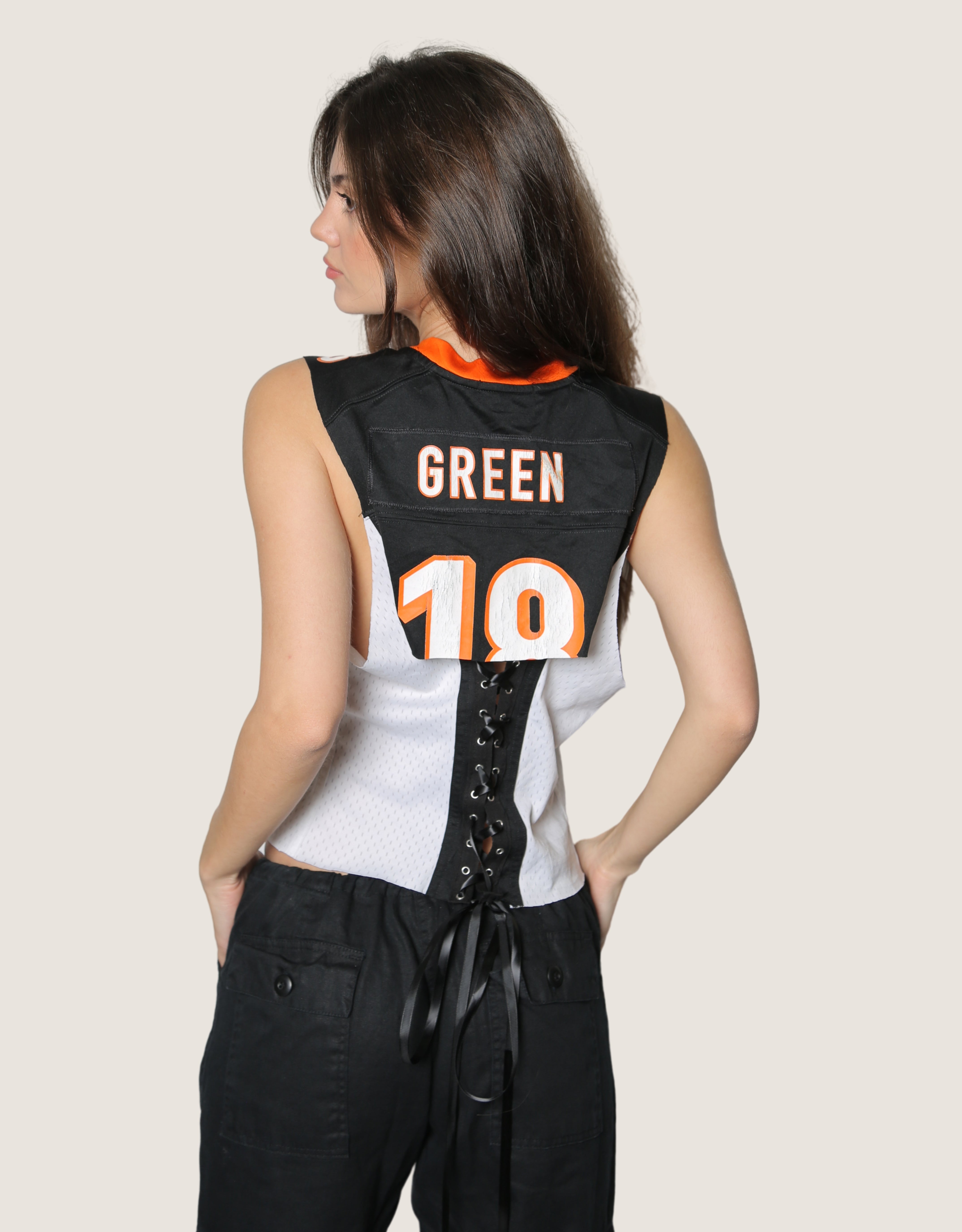 Bengals 18 reworked lace back sleeveless jersey