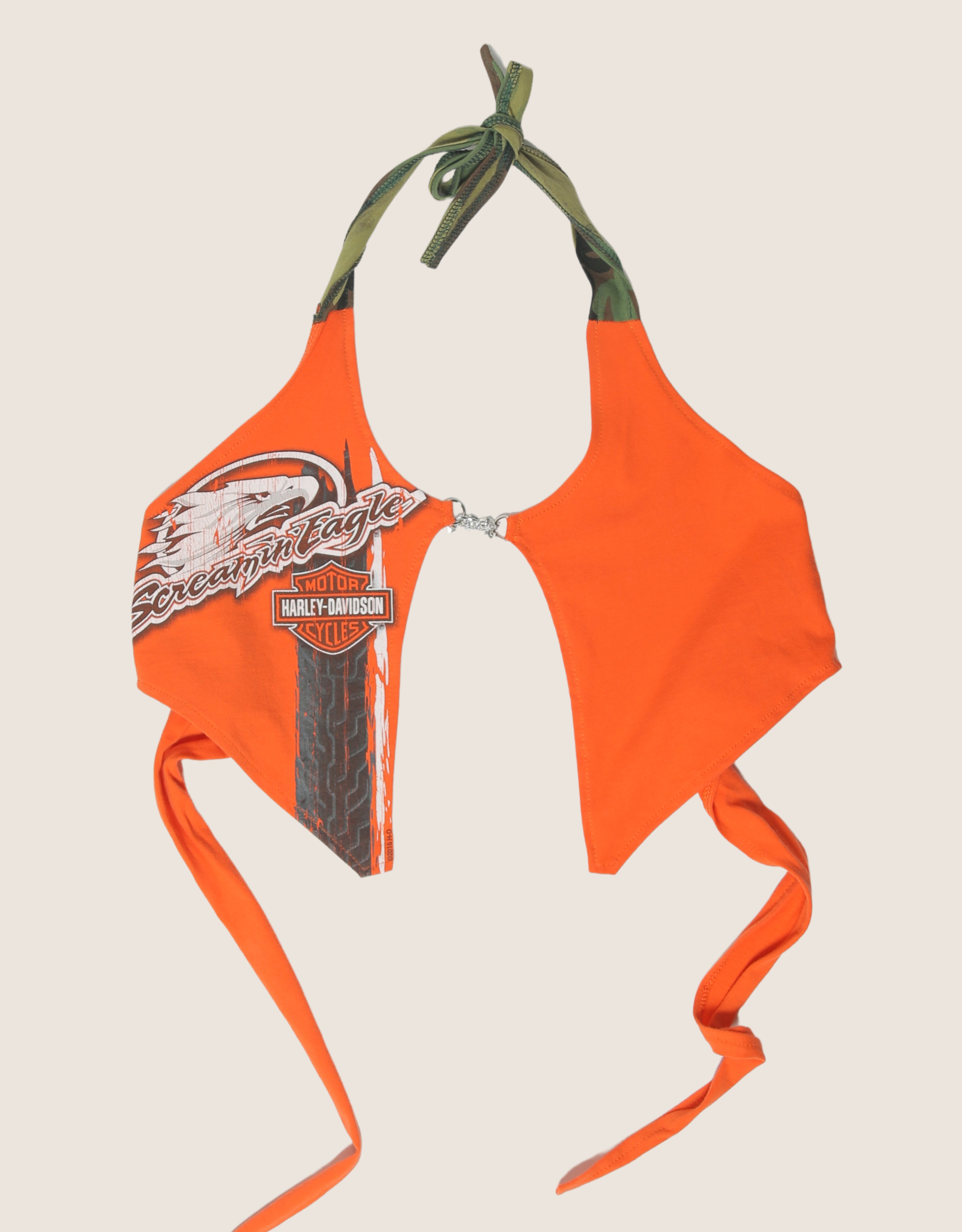 screamin eagle charm front halter top