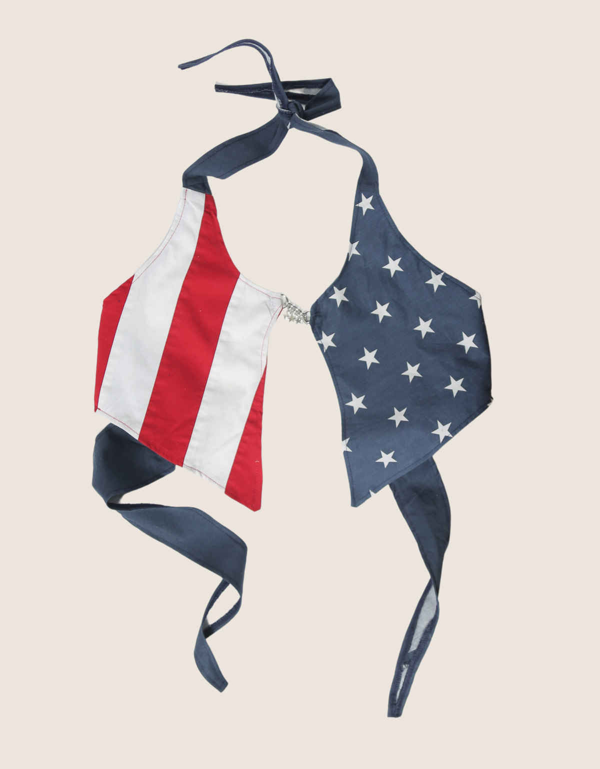 american flag (stripes) charm front halter top