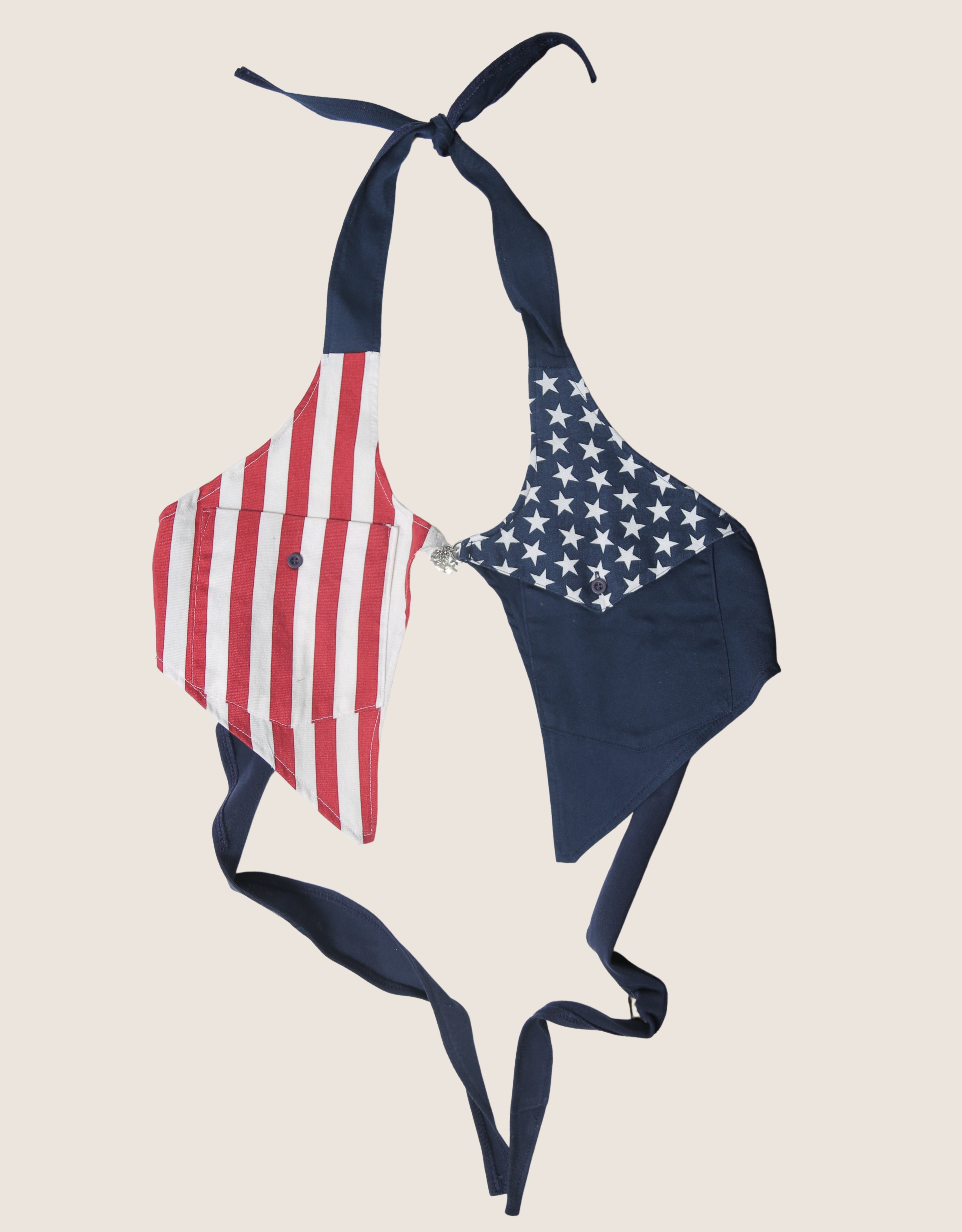 american flag charm front halter top