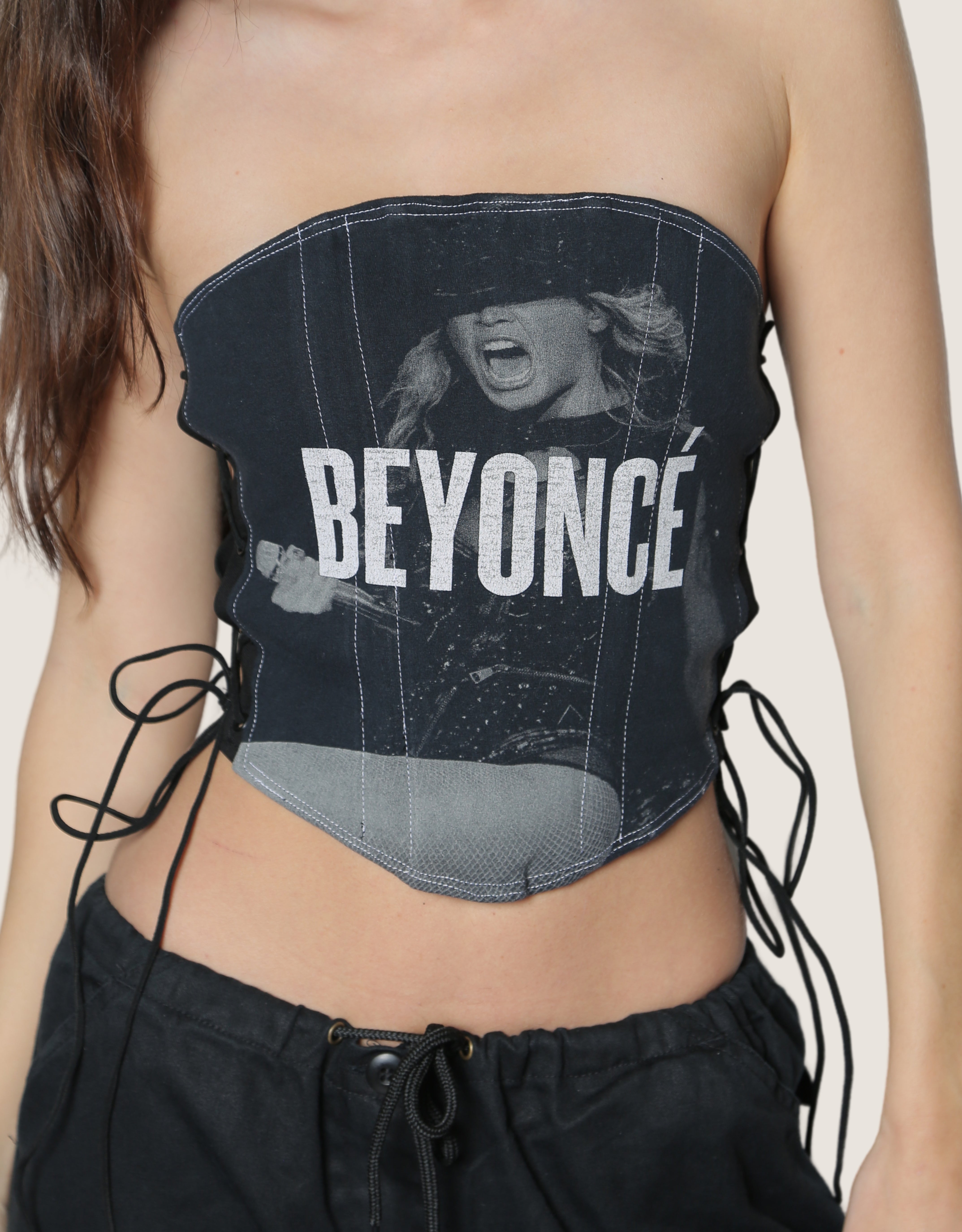 beyonce side lace strapless corset