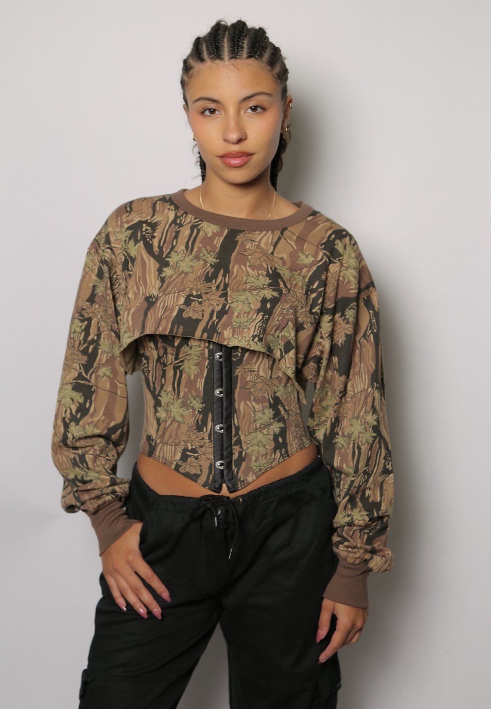 realtree snap corset with matching cropped tshirt