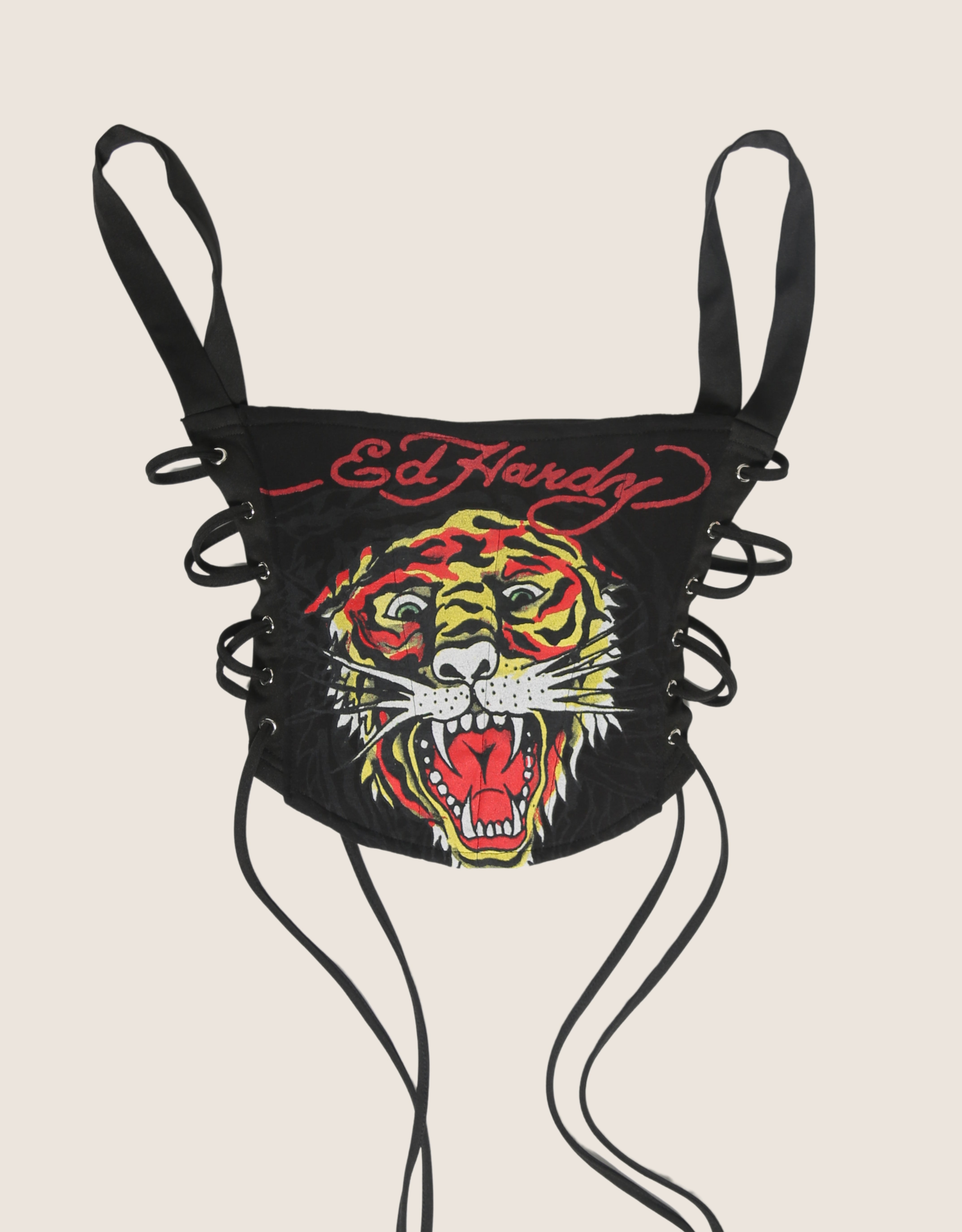 ed hardy tiger side lace cropped corset (XS)