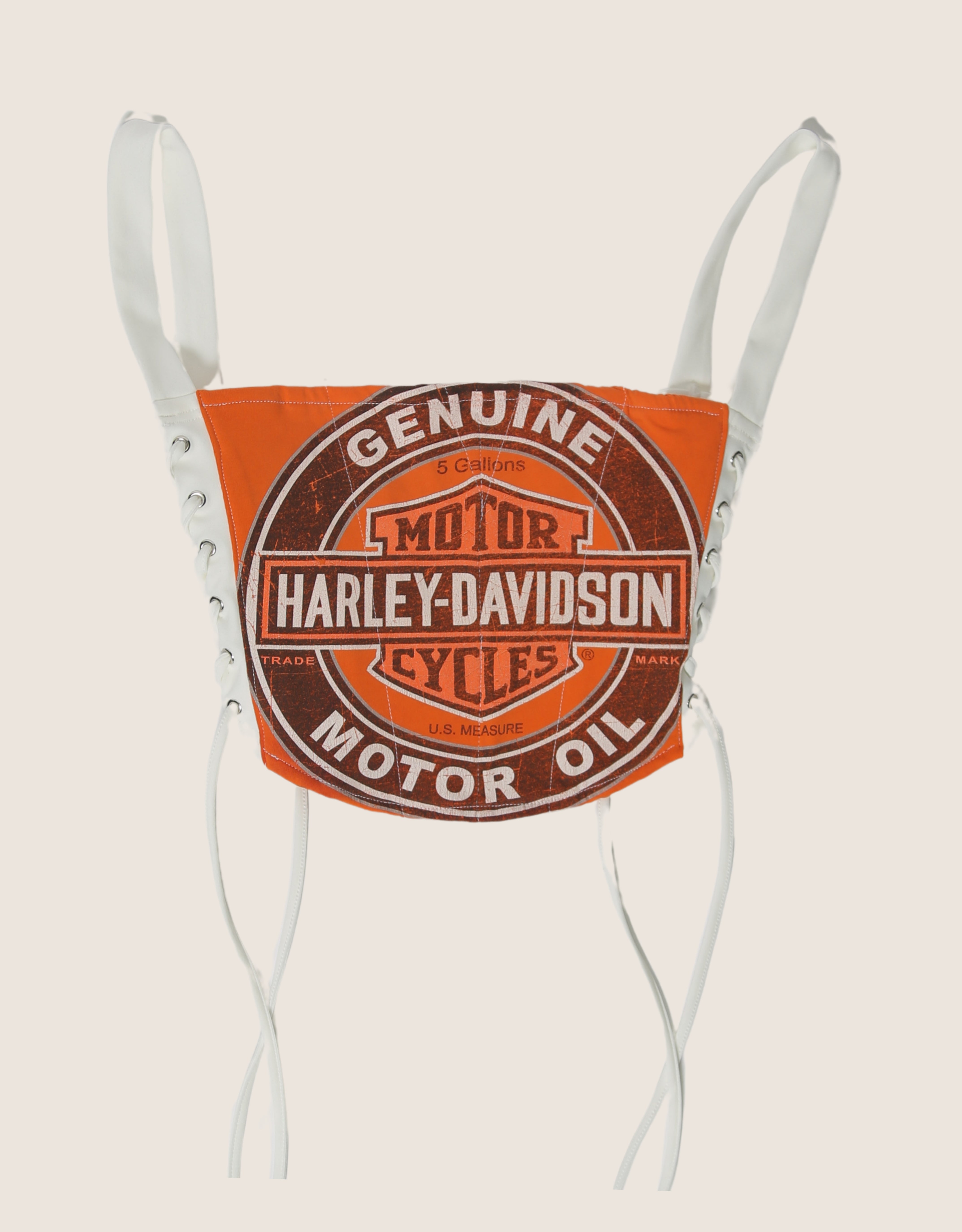 harley motor oil side lace cropped corset (M)