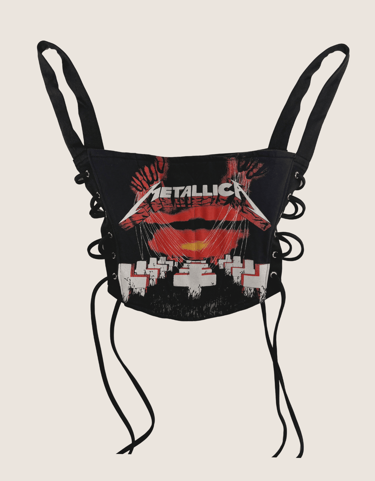 metallica side lace cropped corset (S)
