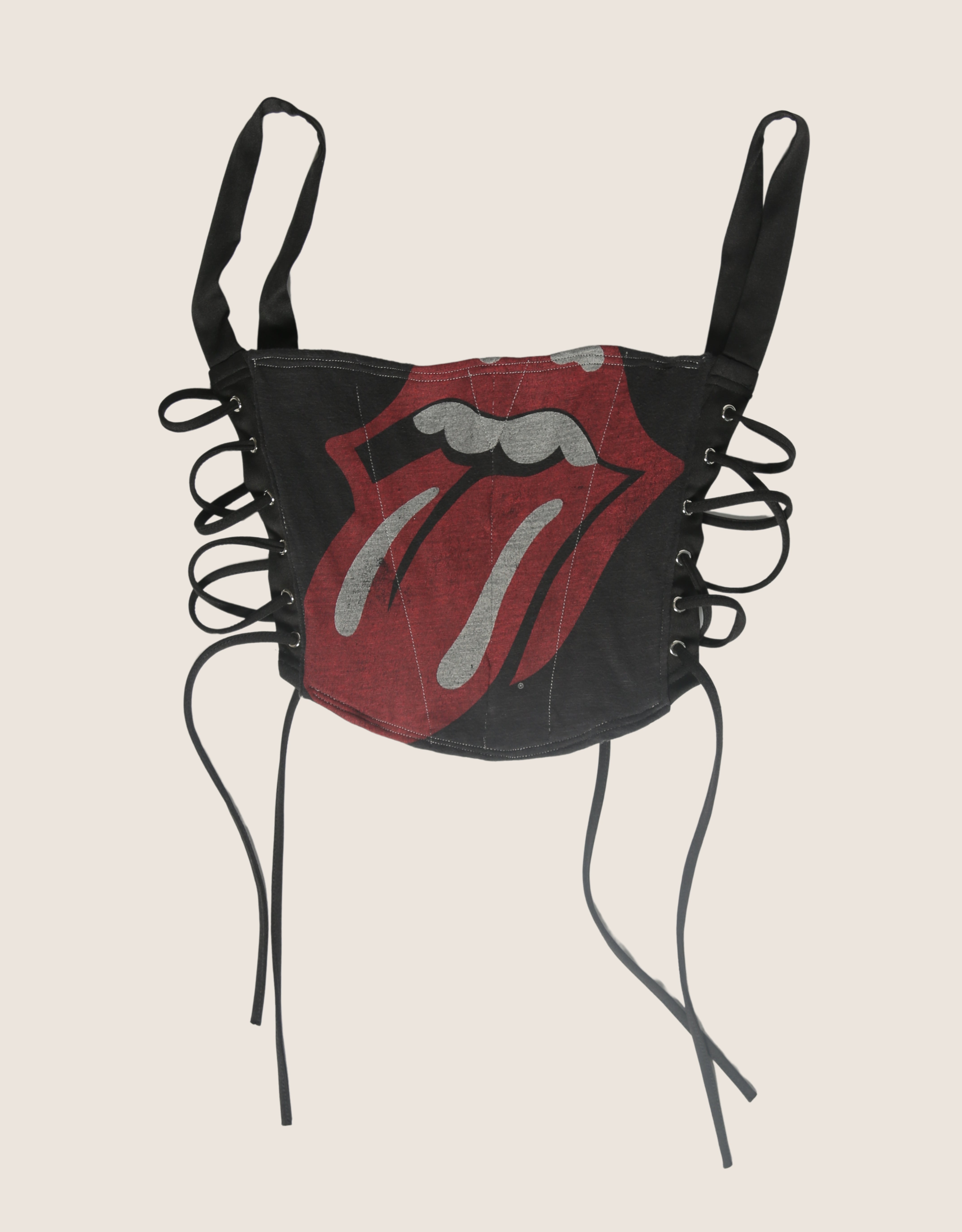 rolling stones side lace cropped corset (small)