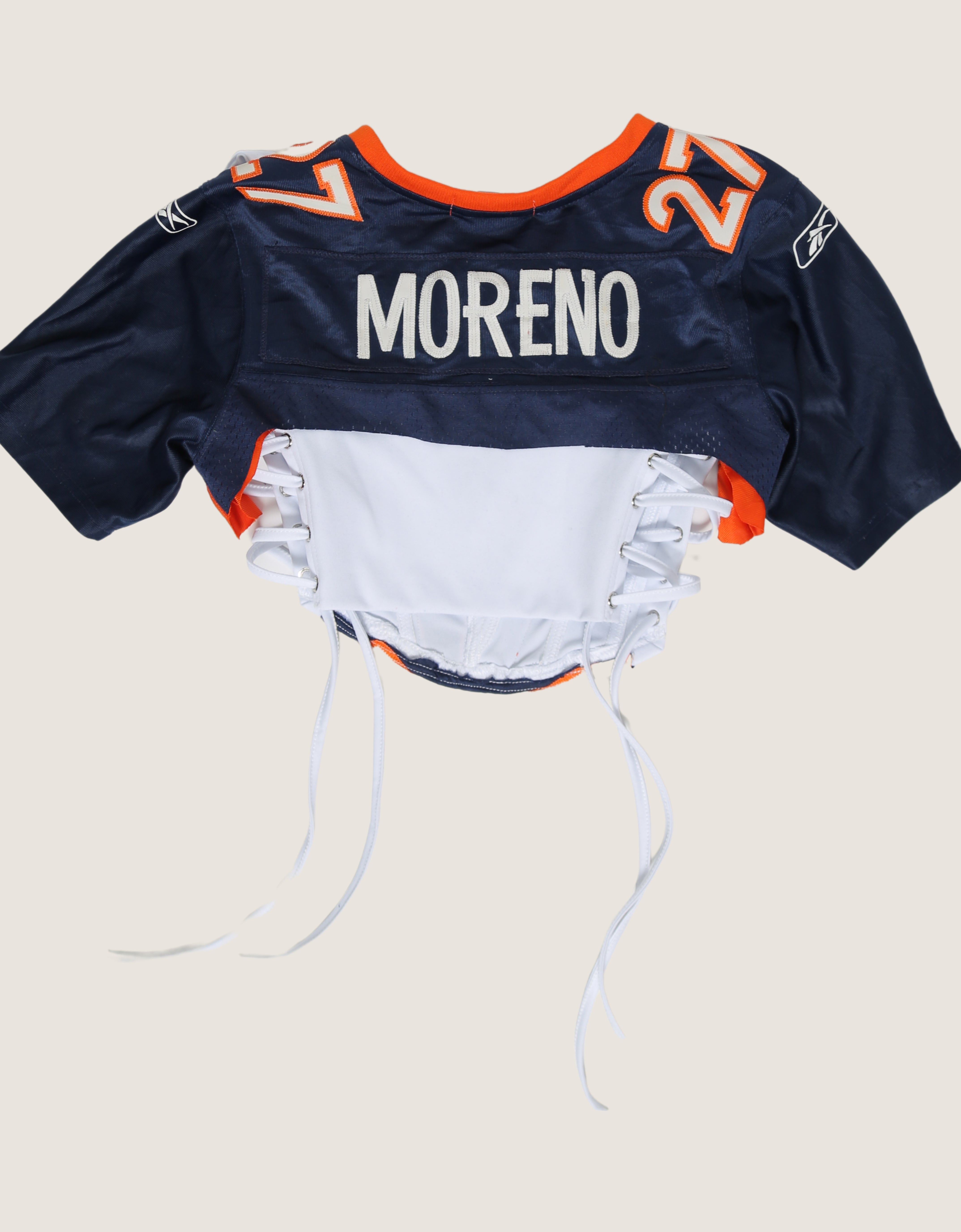 Denver Broncos reworked corset with matching jersey shrug