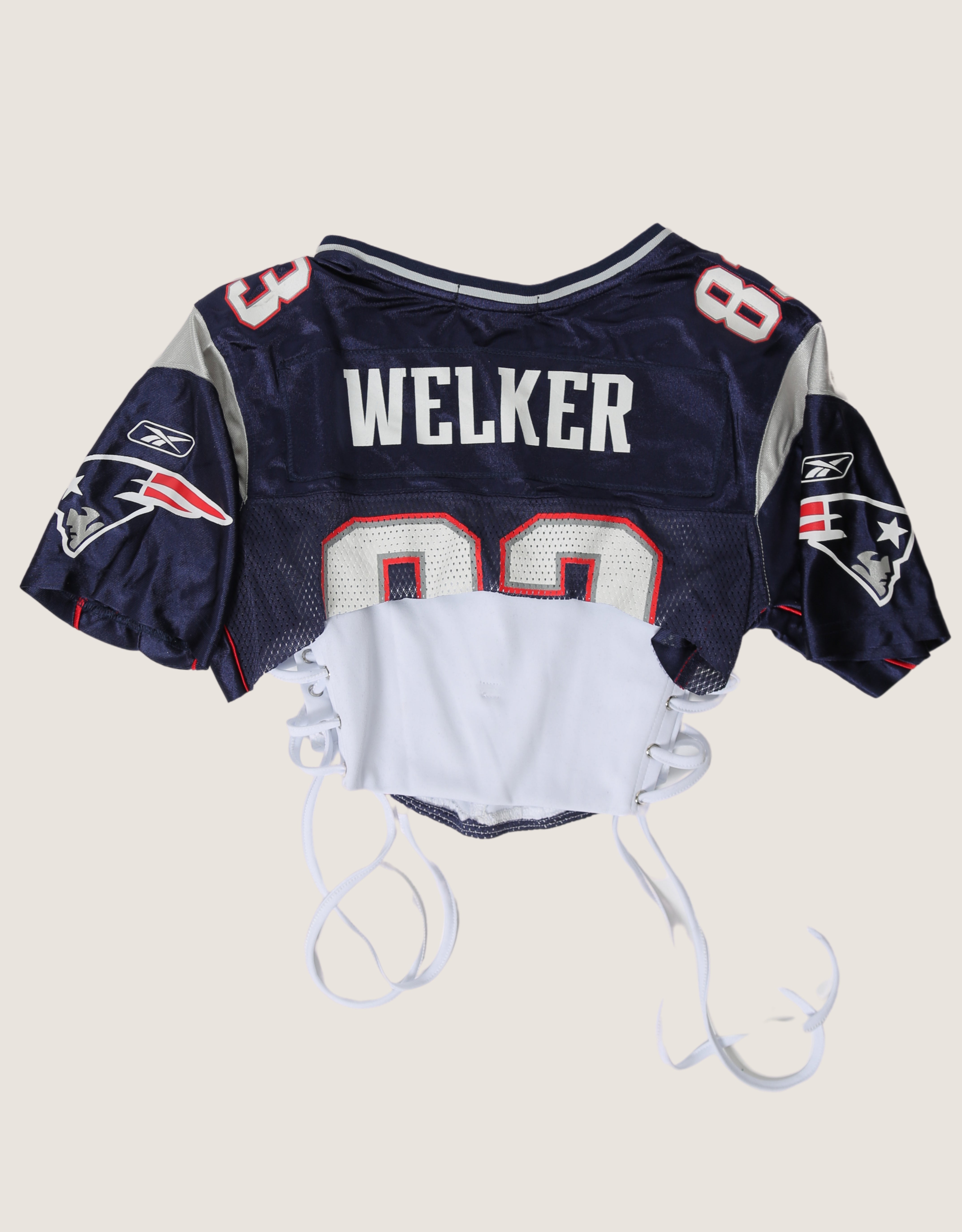 Patriots reworked corset with matching jersey shrug