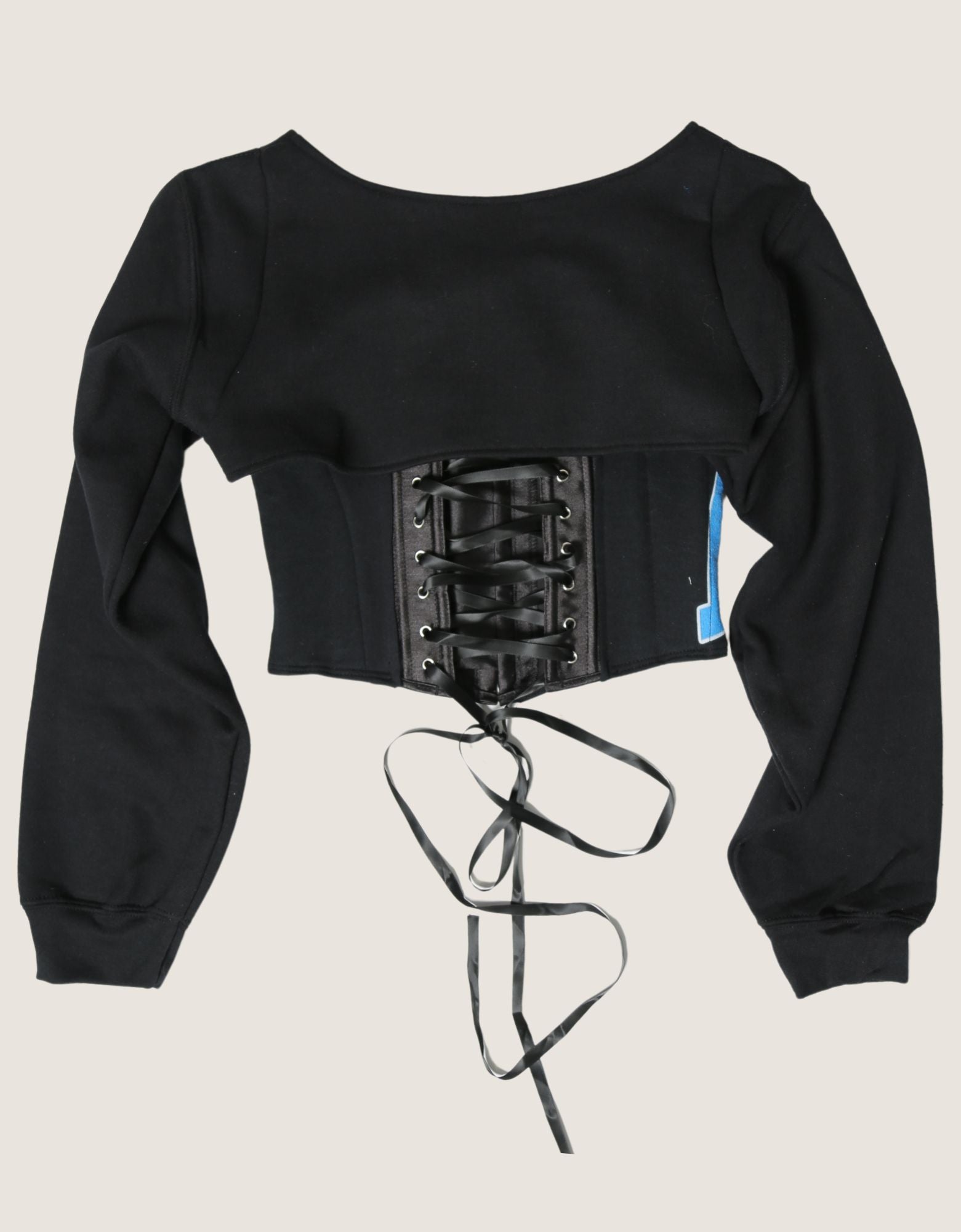 Detroit Lions reworked side lace corset sweatshirt shrug