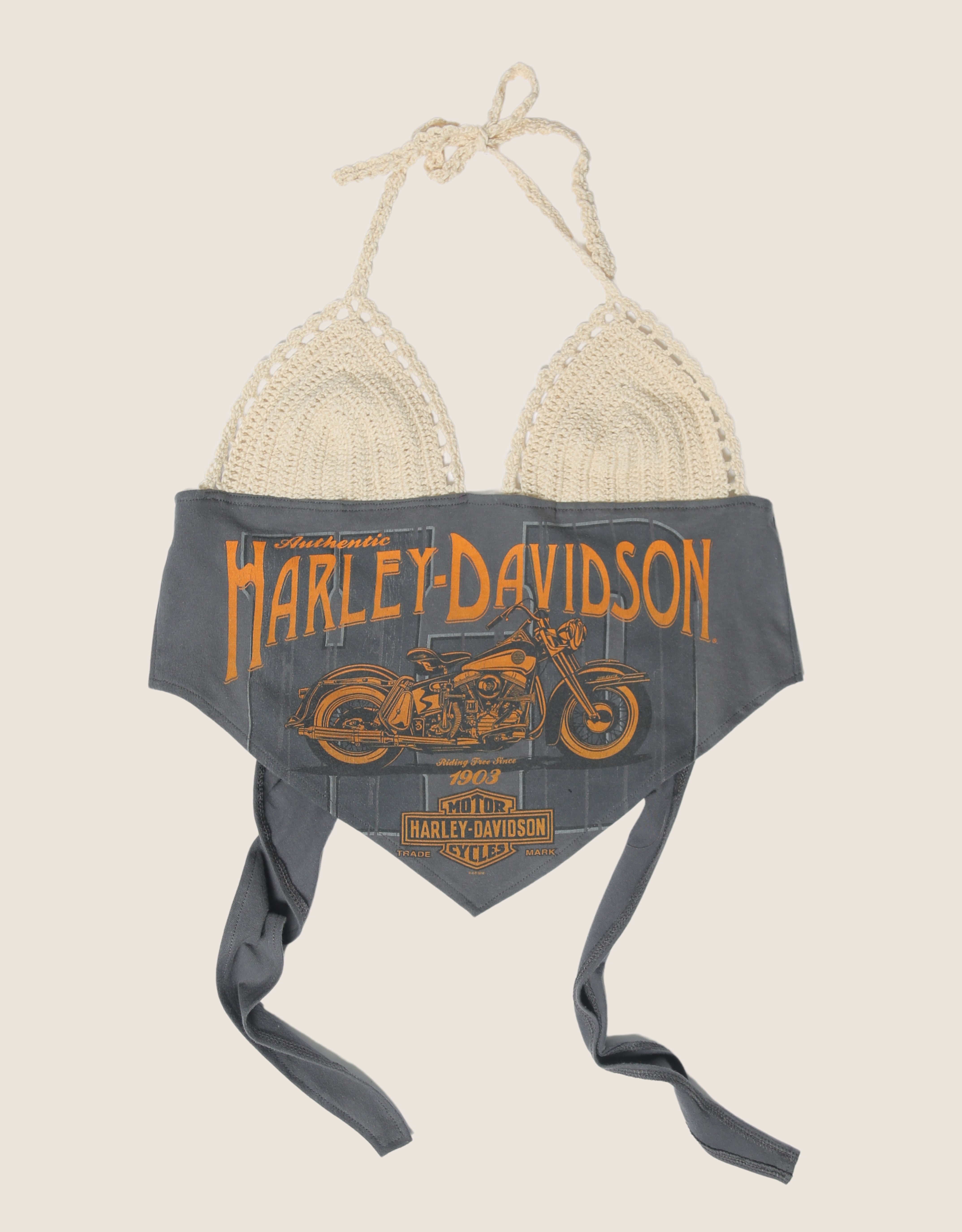 harley motorcycle crochet halter top (M/L)