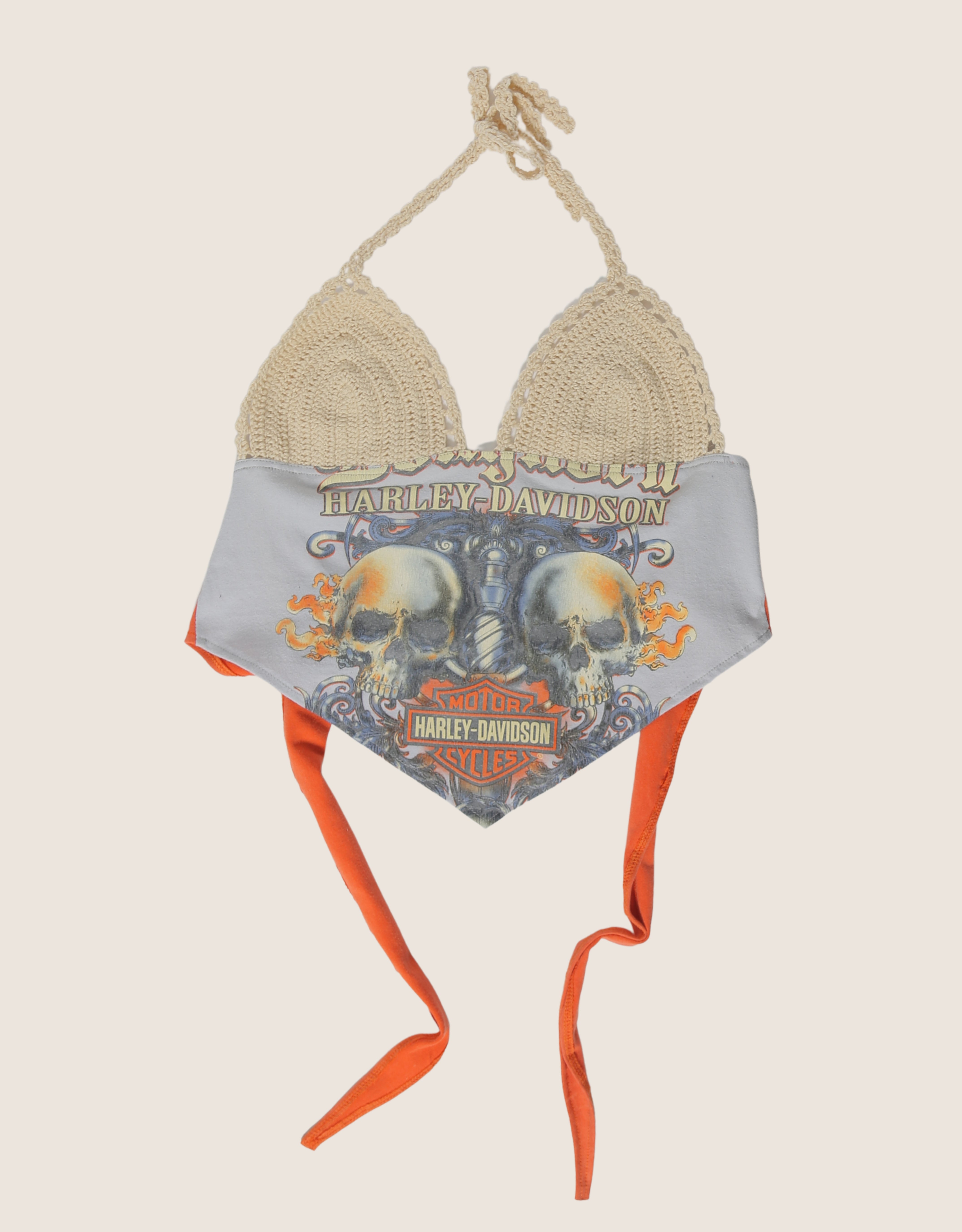 harley skulls crochet halter top (M/L)