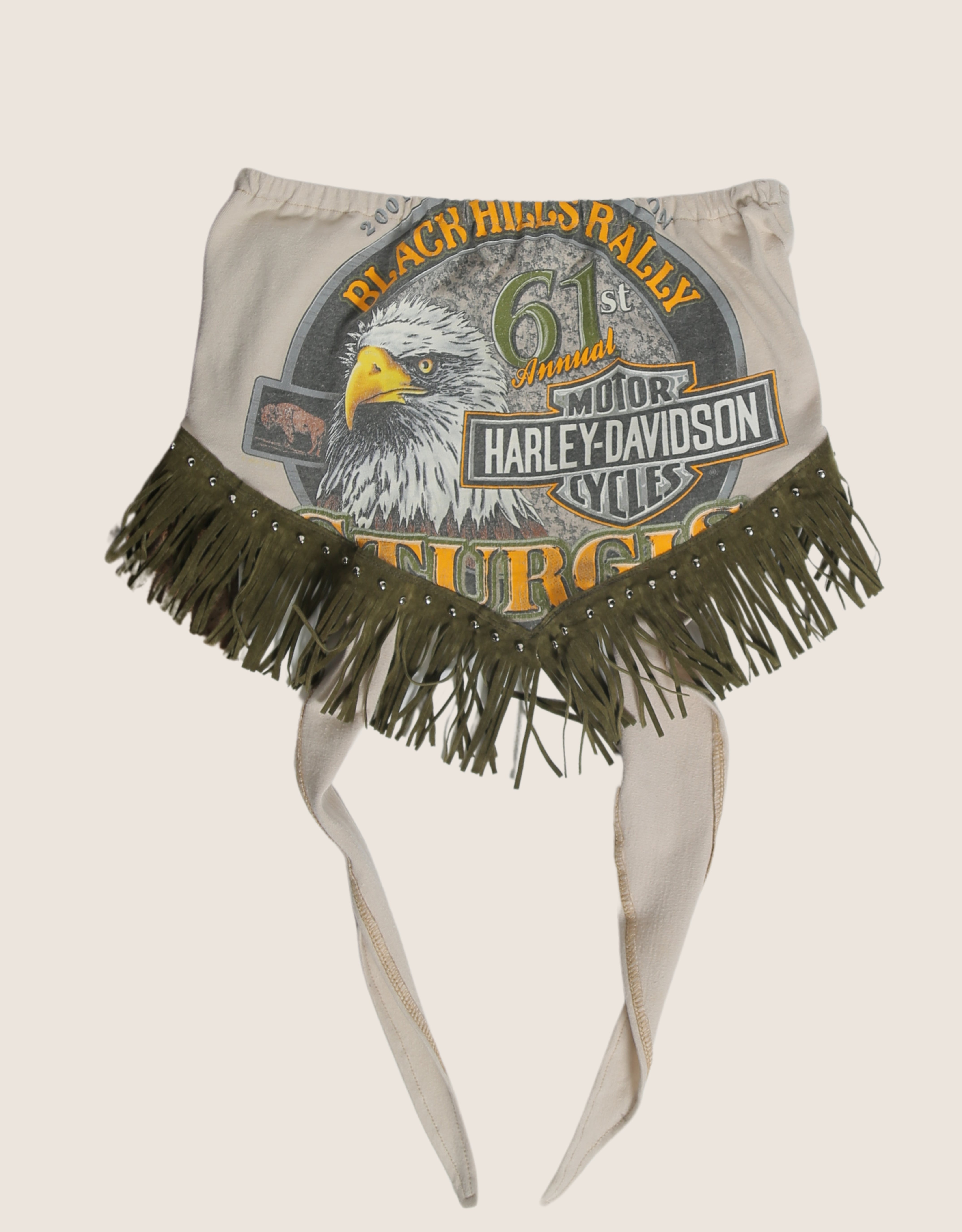 harley eagle fringe tie back tube top (m/l)