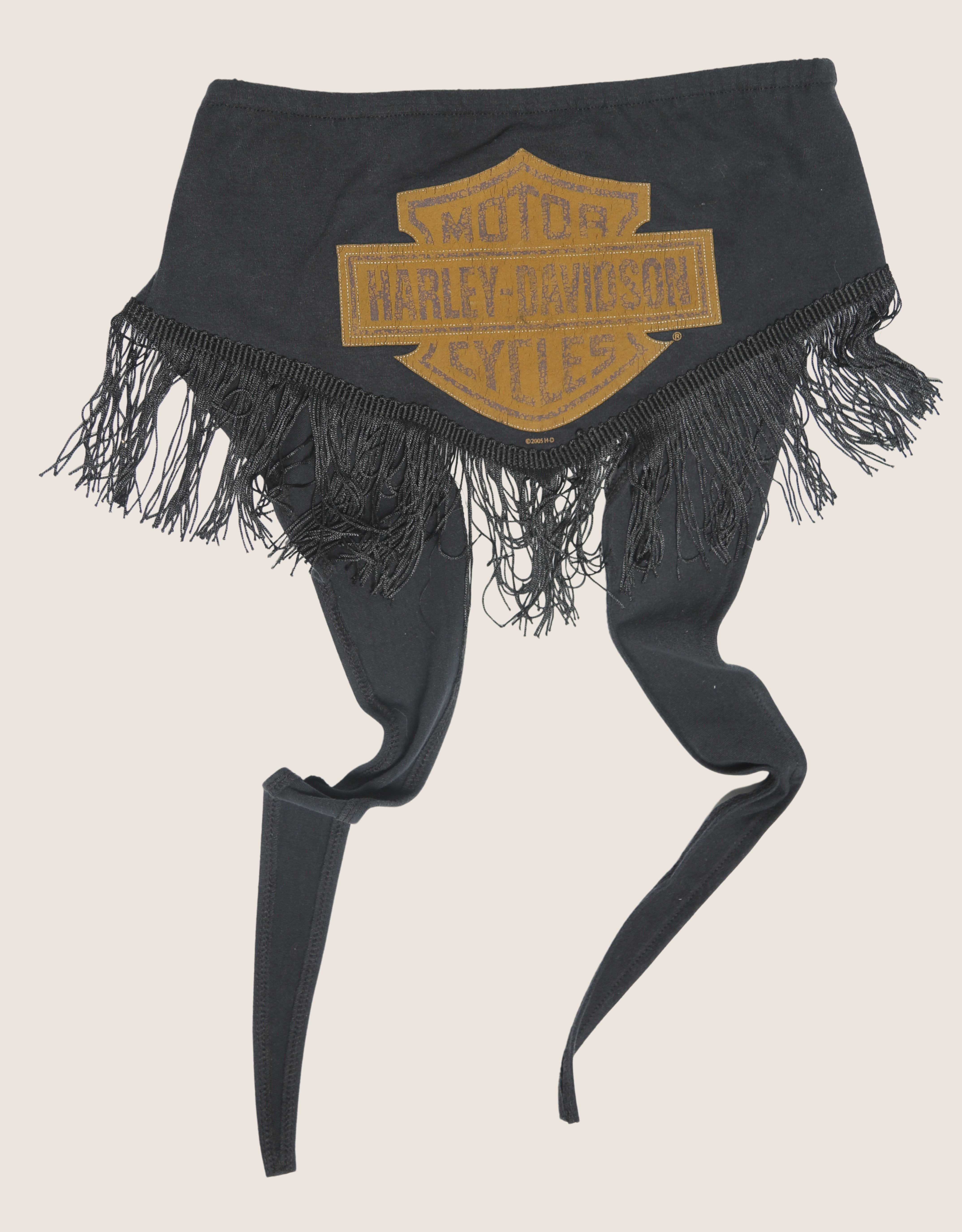 harley crest fringe tie back tube top (s/m)