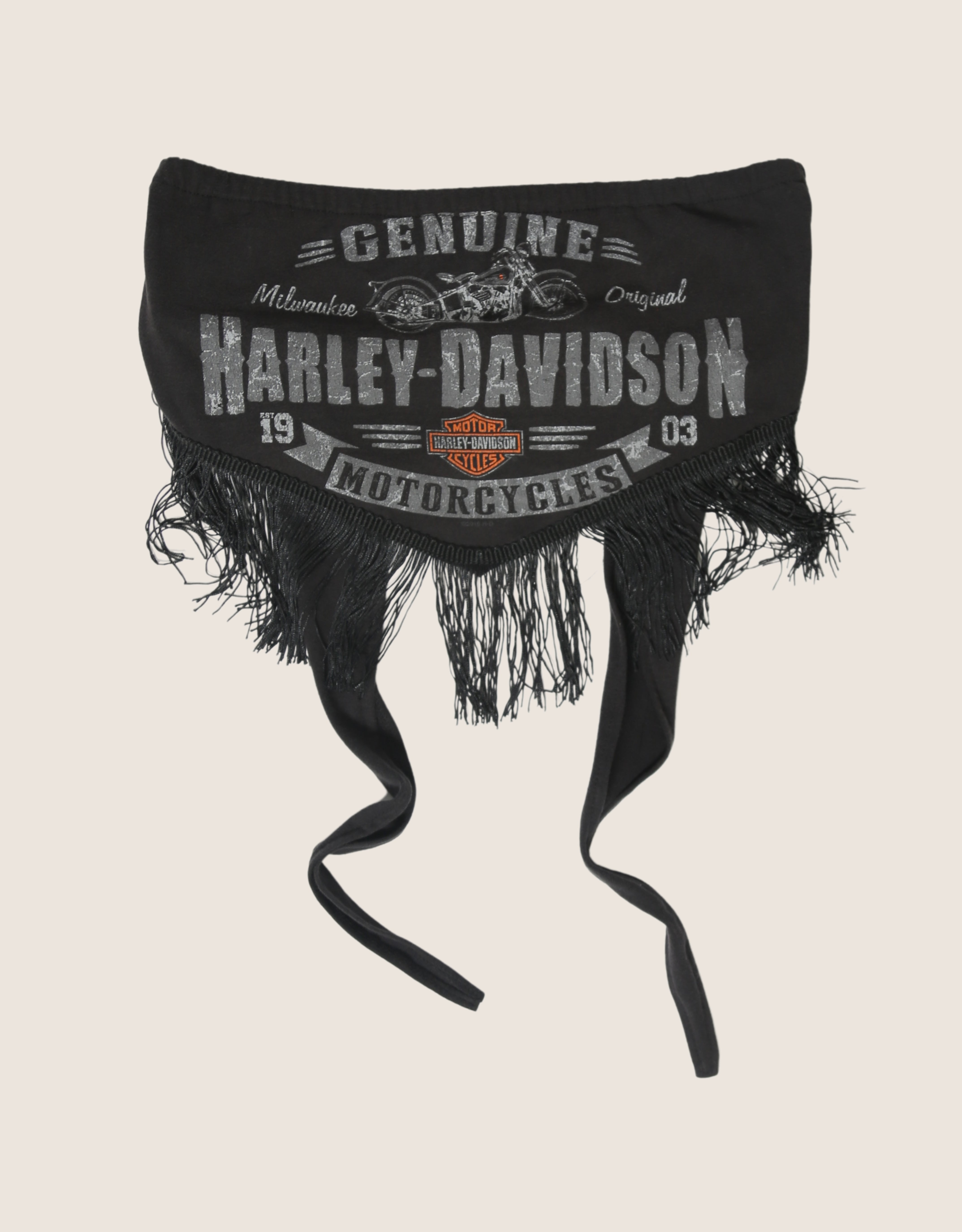 genuine harley fringe tie back tube top (m/l)