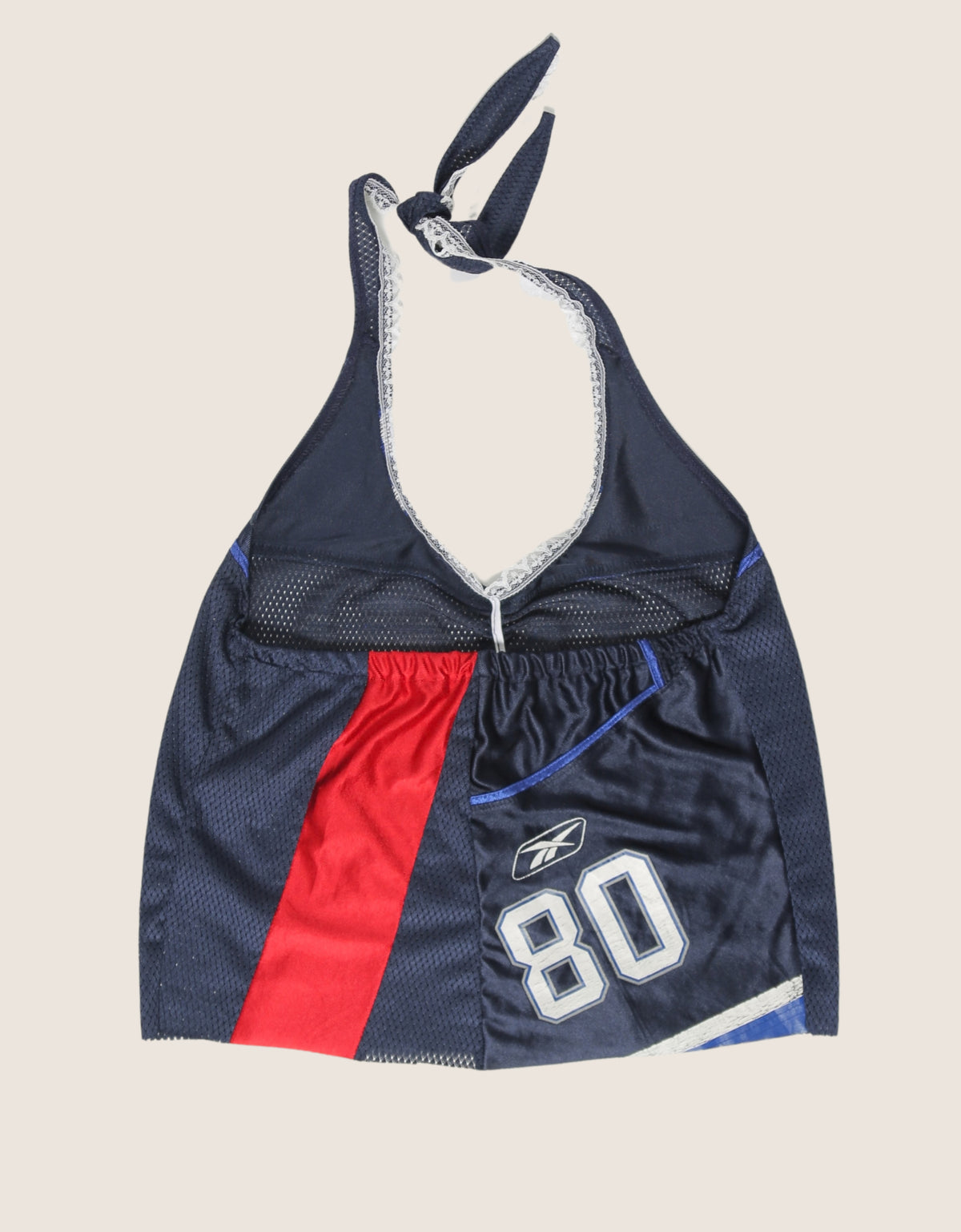 #80 lace trim jersey halter top