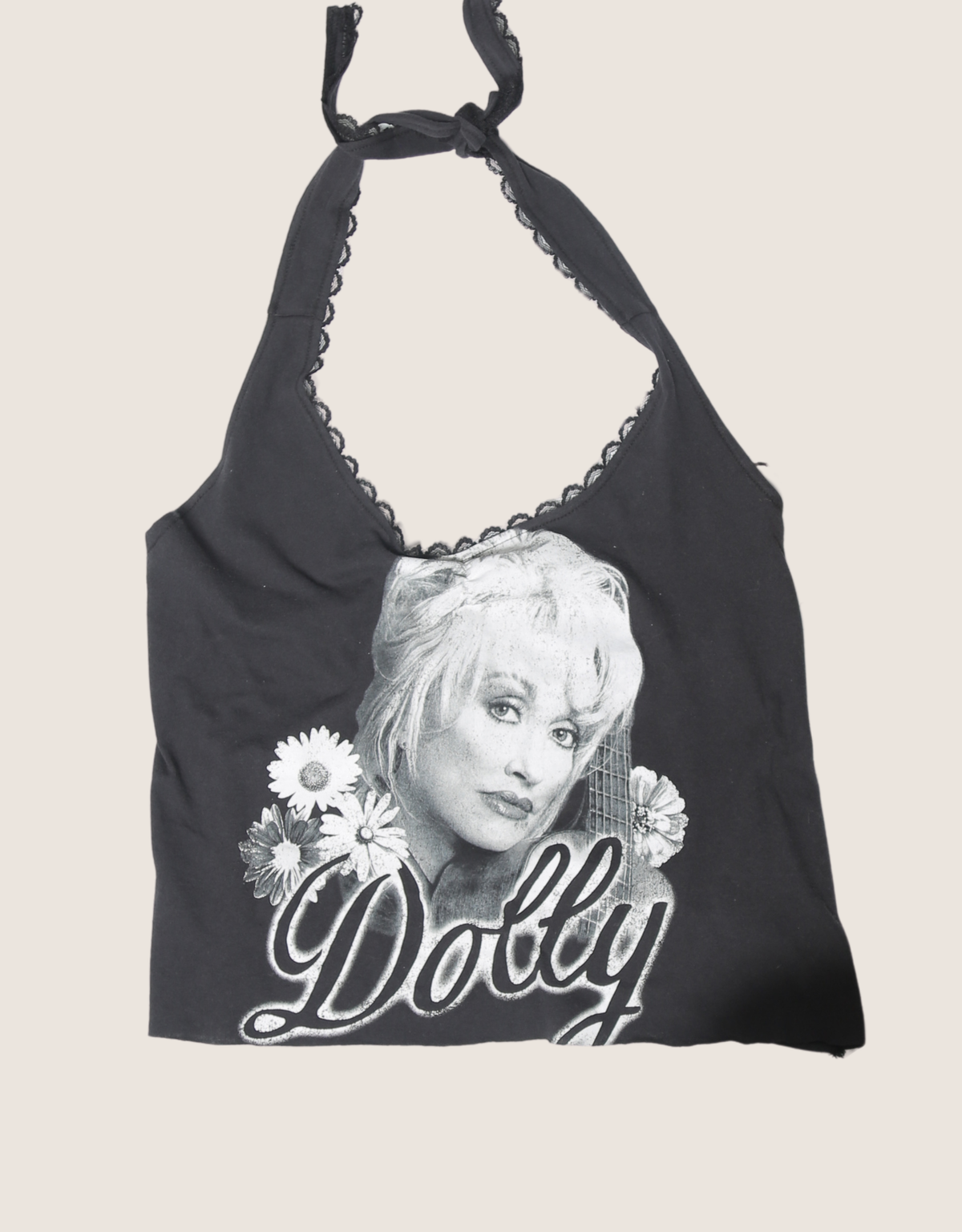 dolly parton lace trim halter top