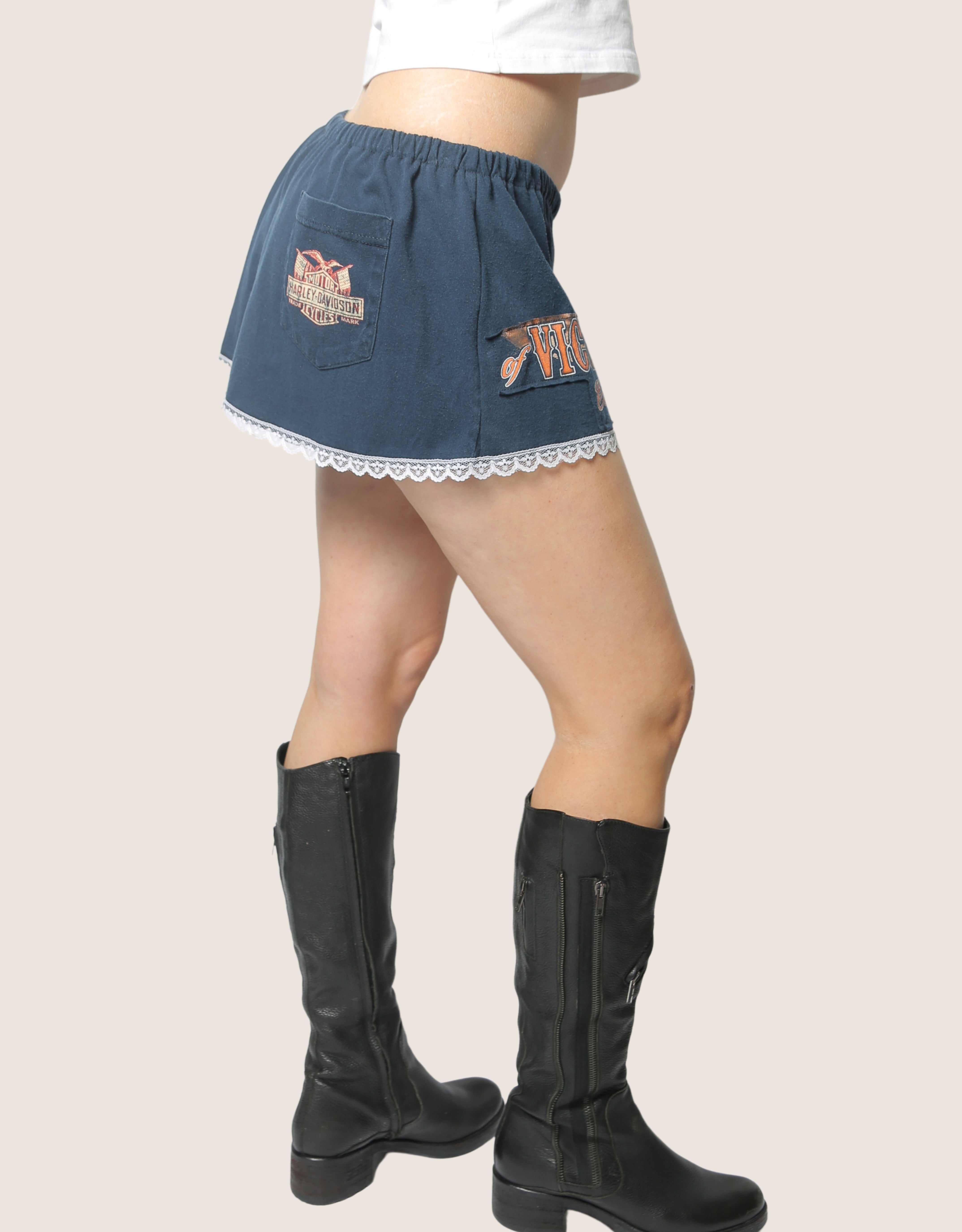 harley victorville reworked mini shorts (medium)