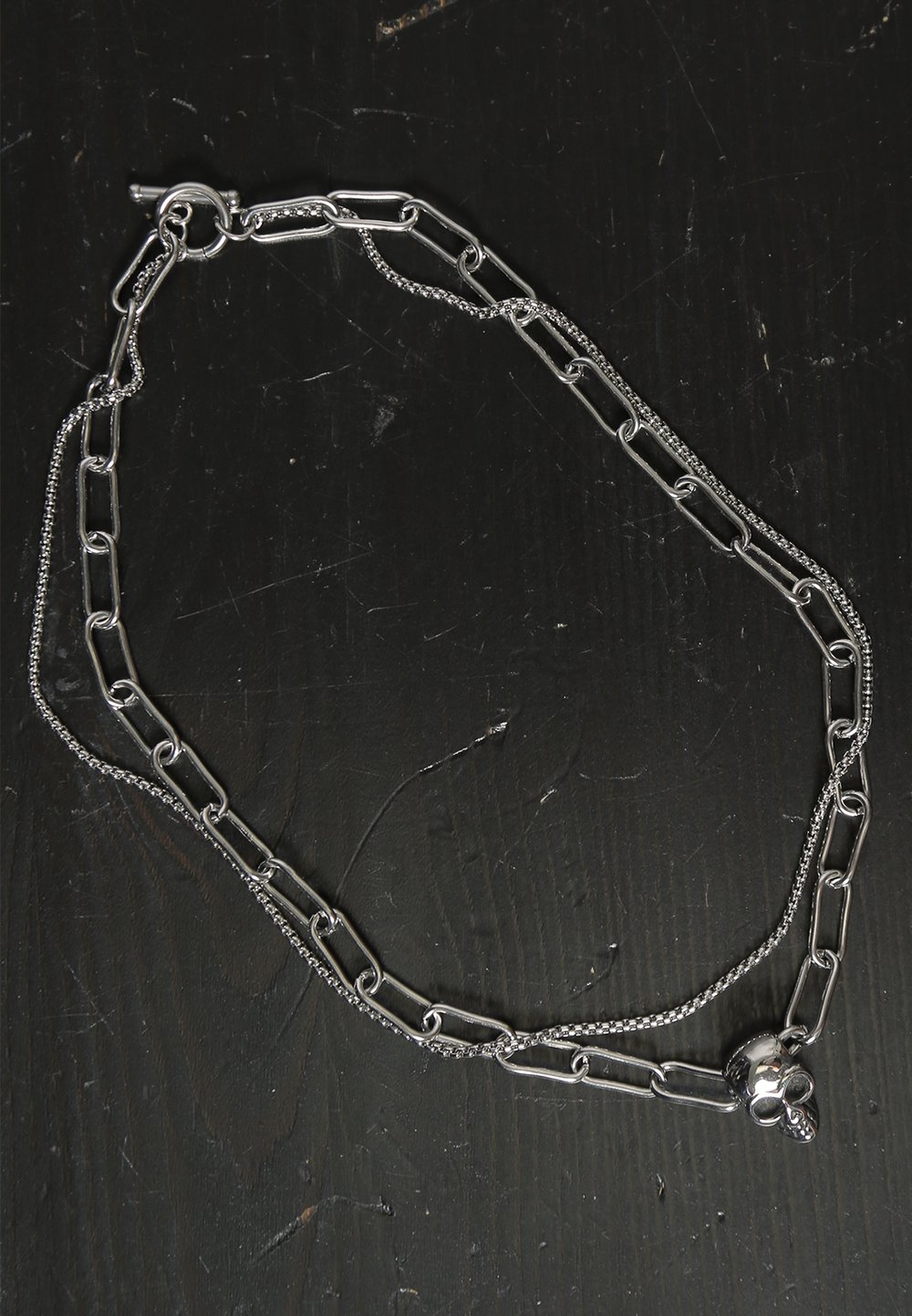 skull layered chain necklace