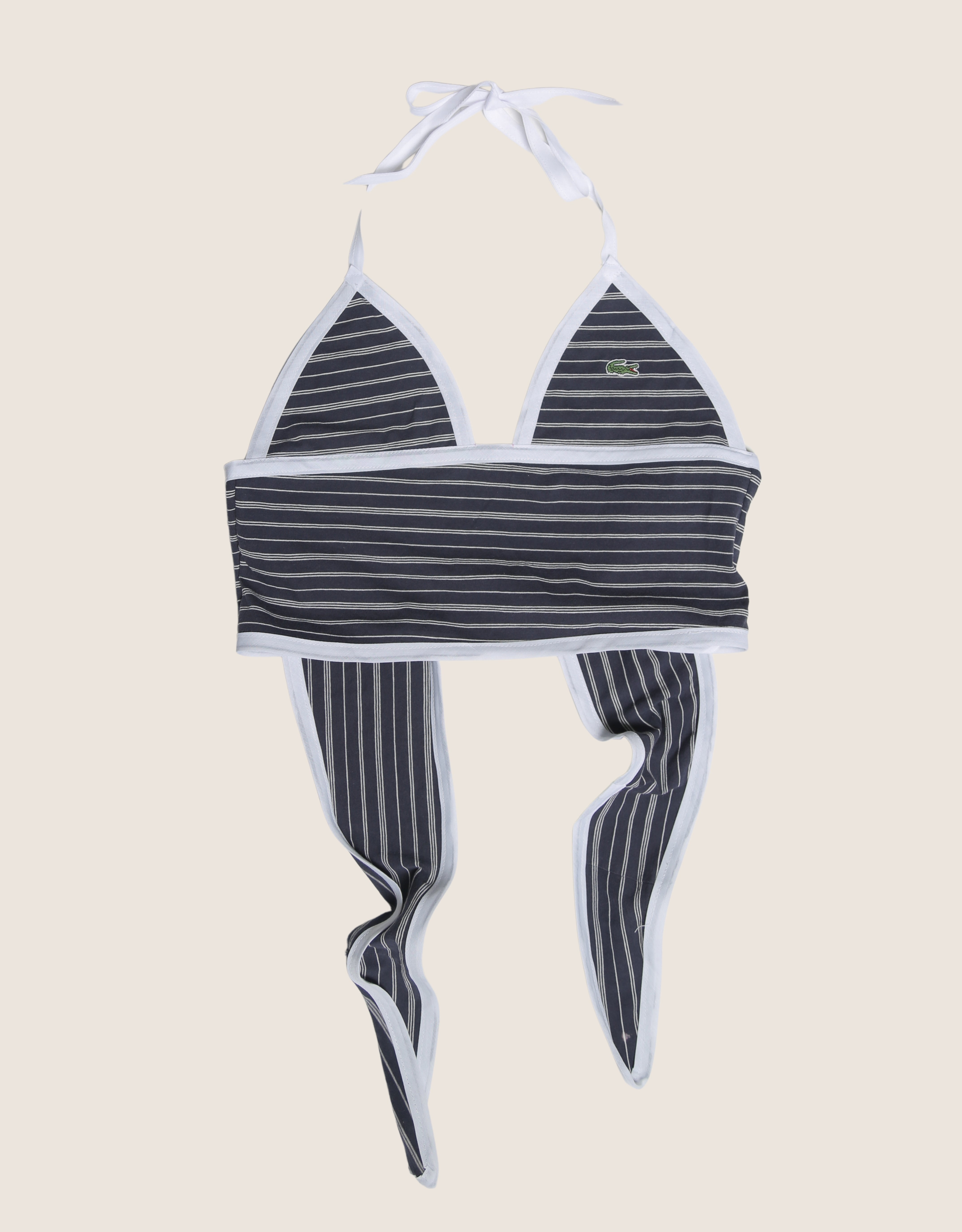 lacoste navy striped halter top (s/m)