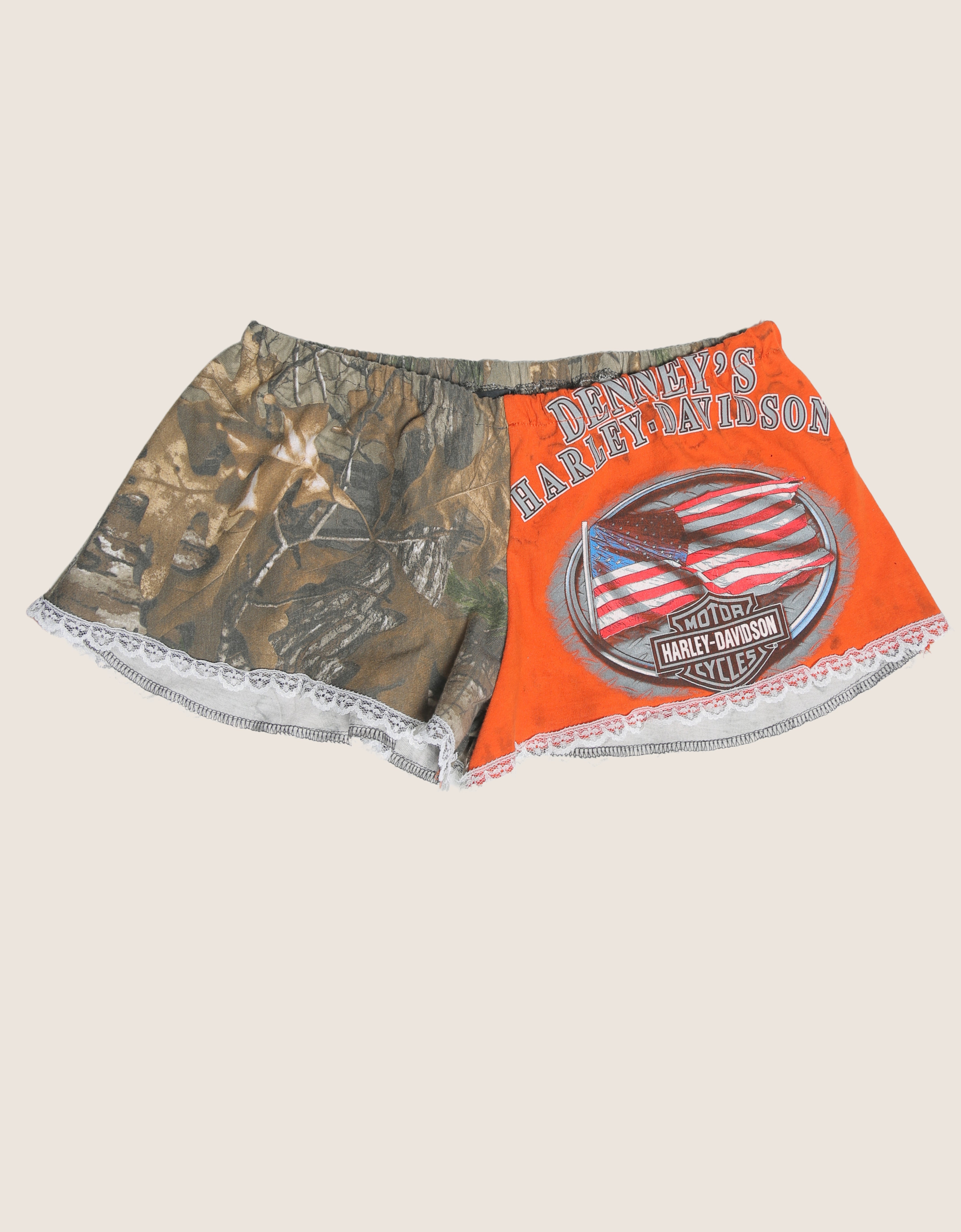 harley flag reworked mini shorts (S)