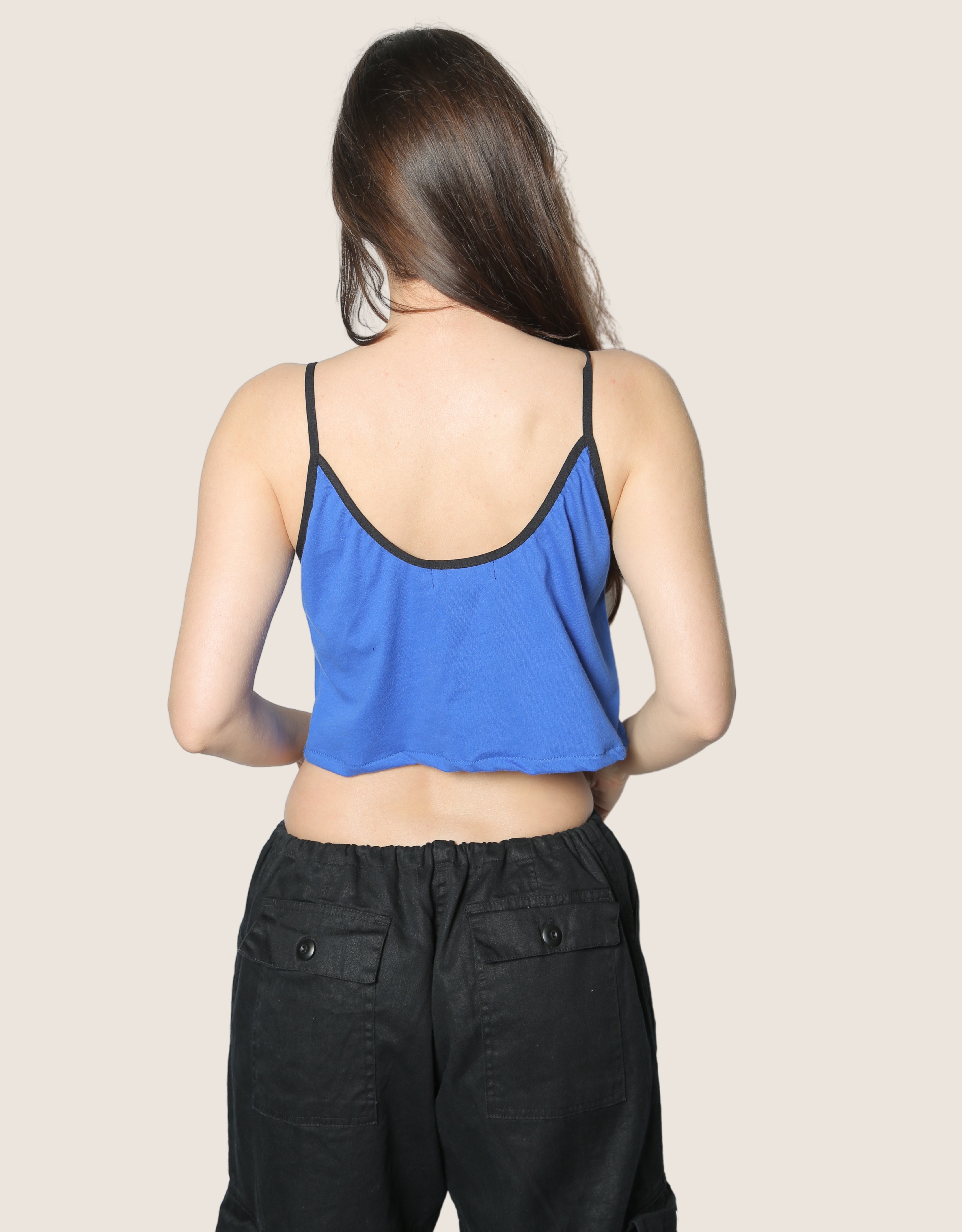 blue nike reworked cropped tank top