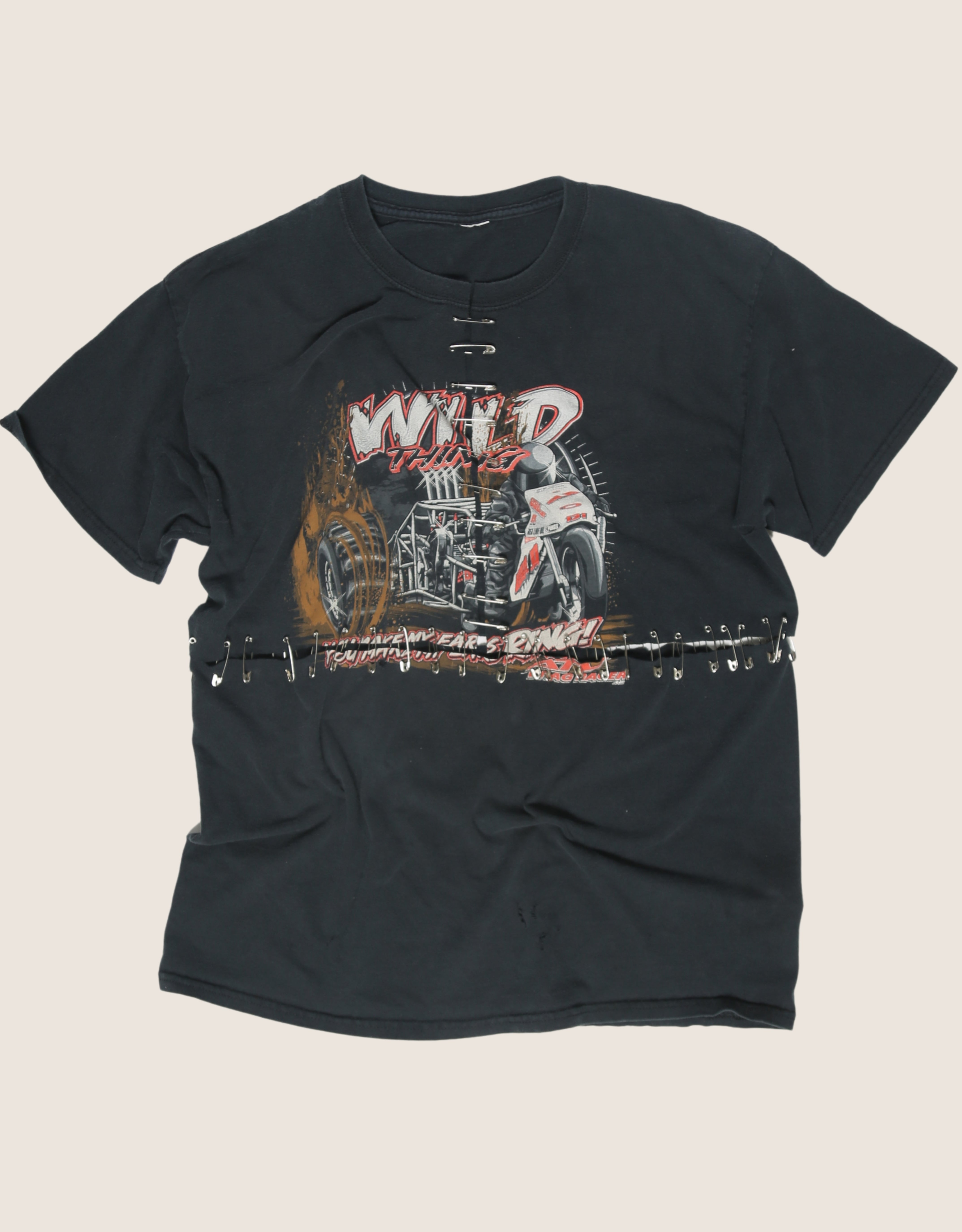 wild thing oversized tee with safety pins