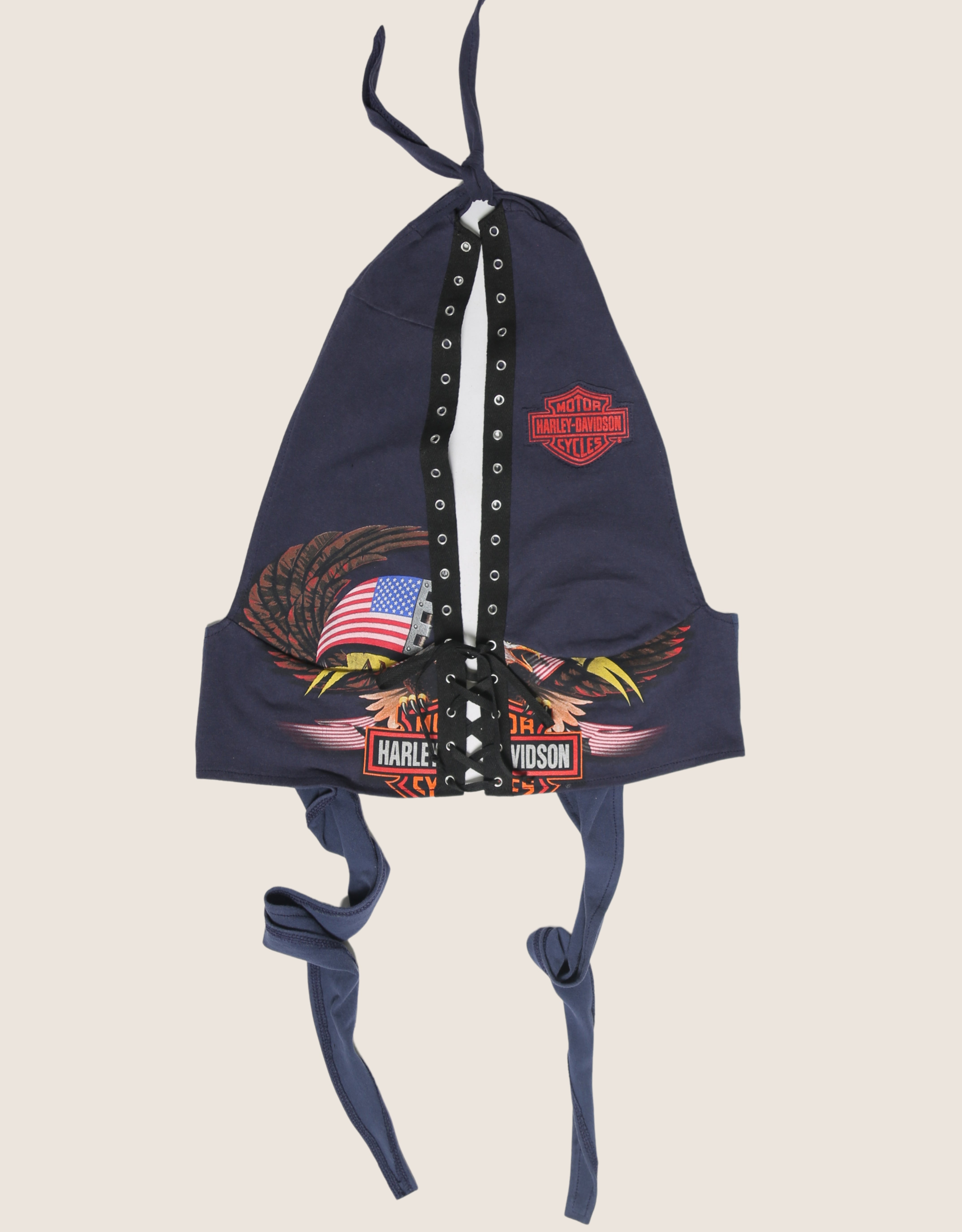 harley flag plunge halter top