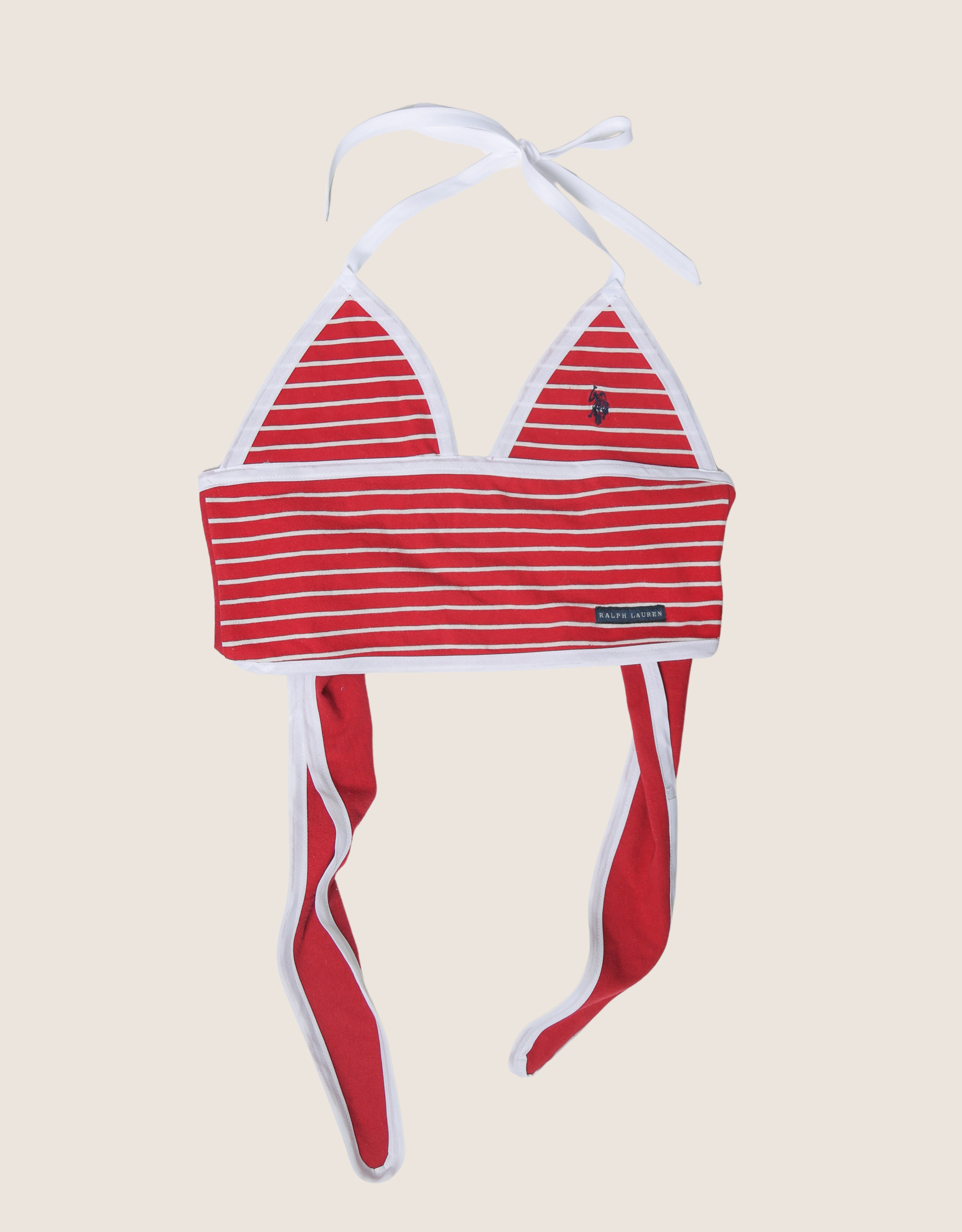 polo red striped halter top (s/m)