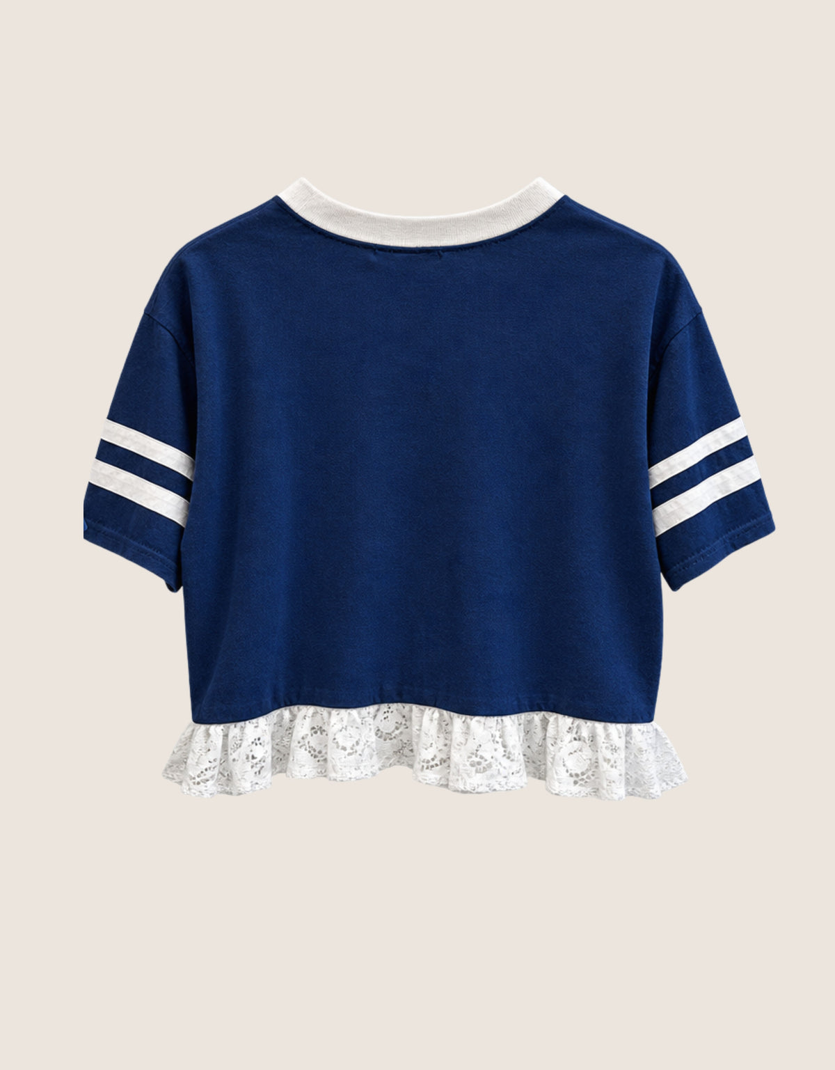 fairplay chorus reworked lace ruffle hem tee