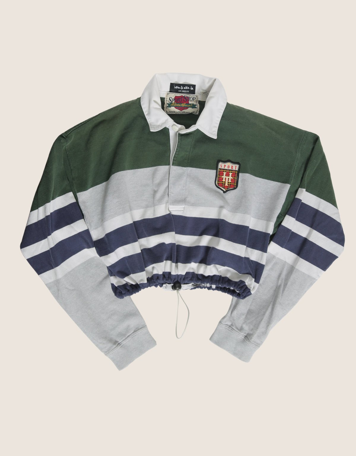 striped scrunch waist polo top (S/M)