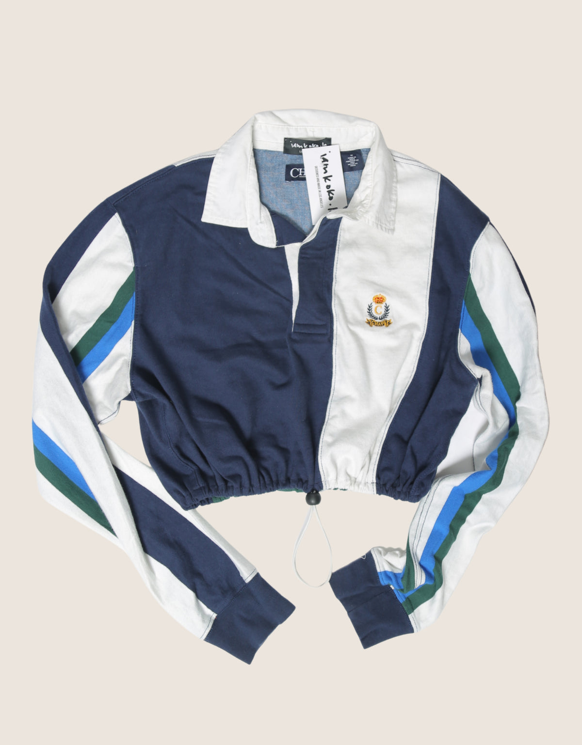 chaps scrunch waist polo top (S/M)