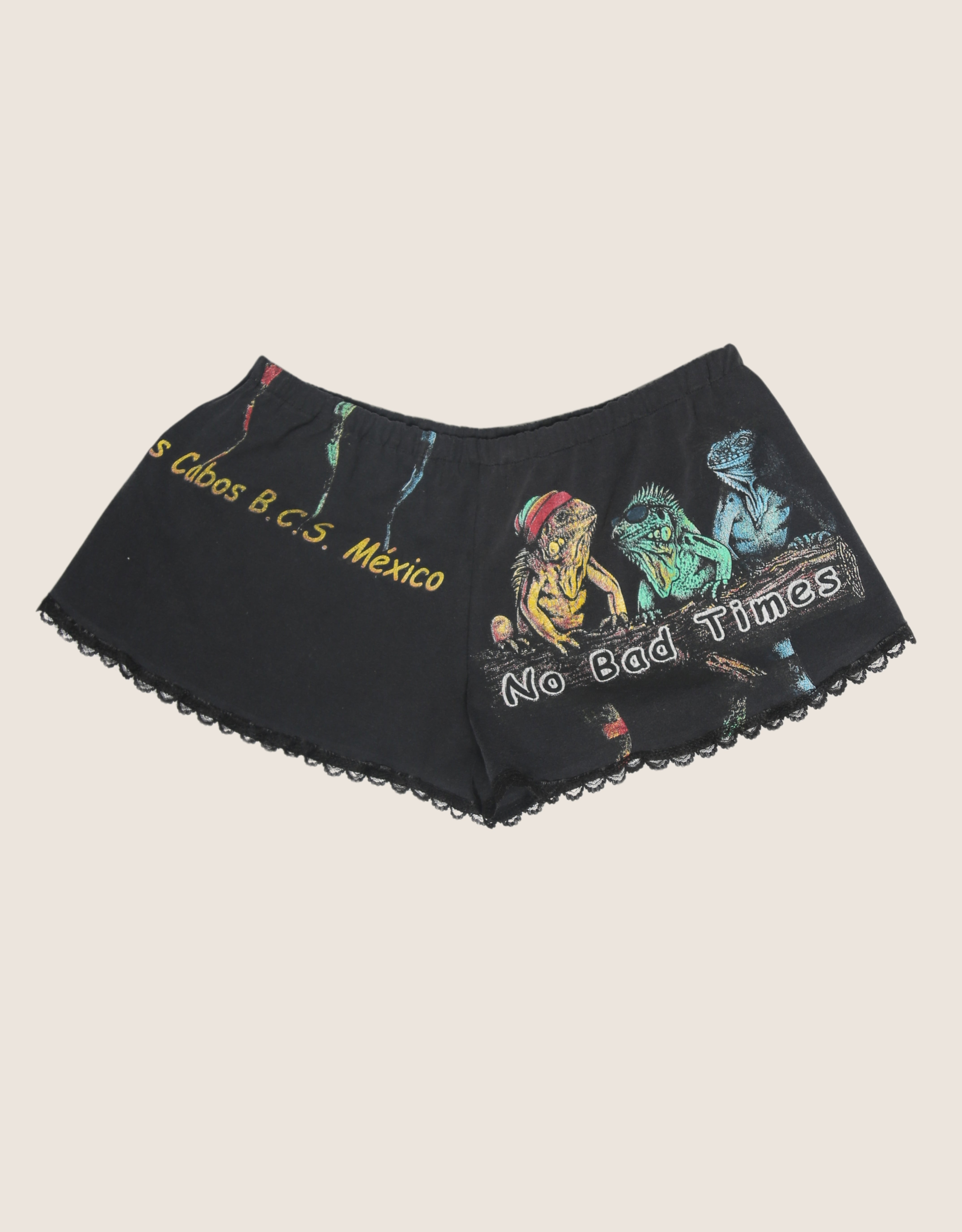 no bad times reworked mini shorts (S)